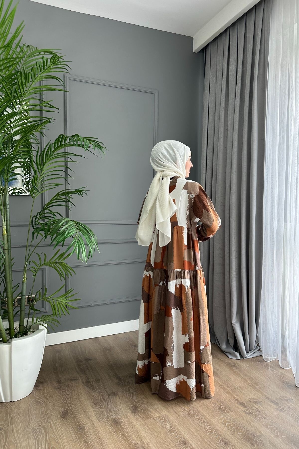 LENA MODEL MODAL KUMAŞ  ELBİSE KAHVE ÖN SİPARİŞ