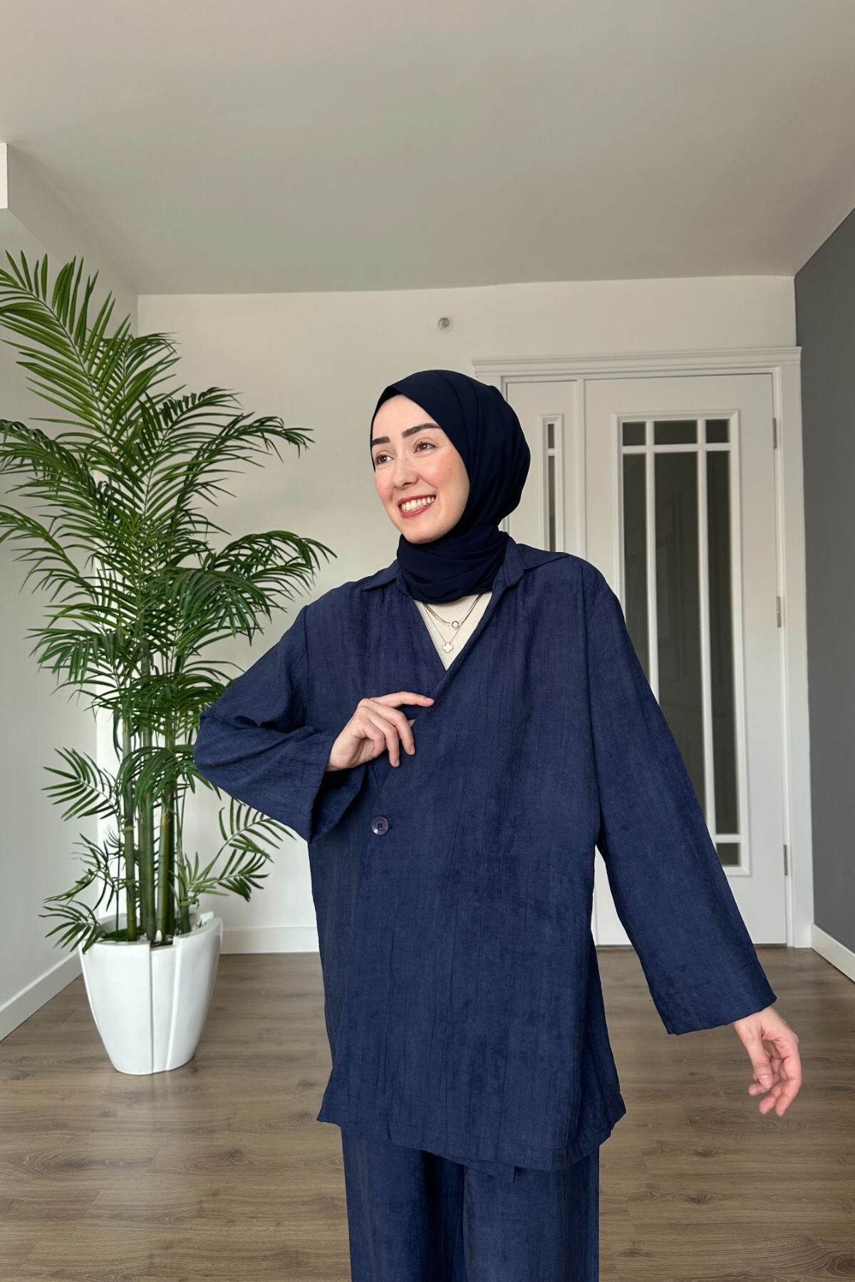 LİNEN NATUREL MODEL 2084 LACİVERT