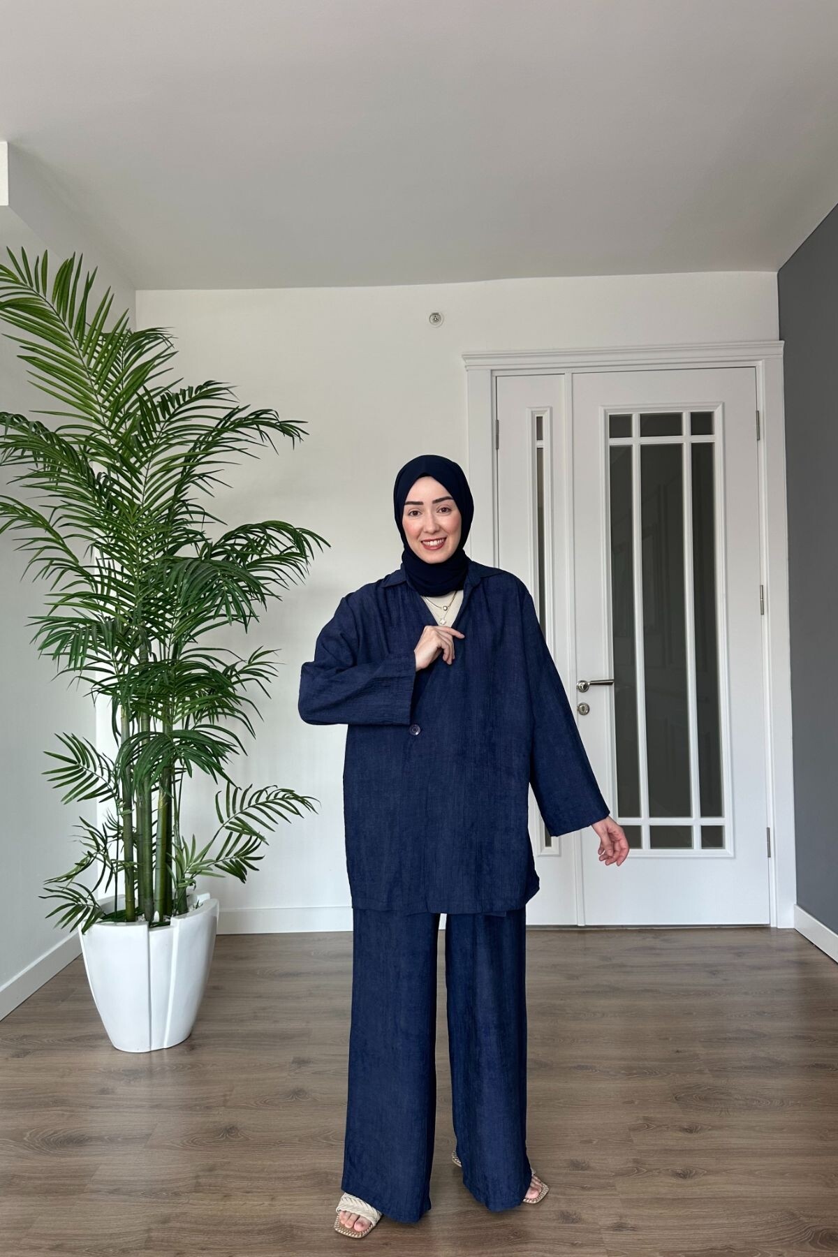 LİNEN NATUREL MODEL 2084 LACİVERT