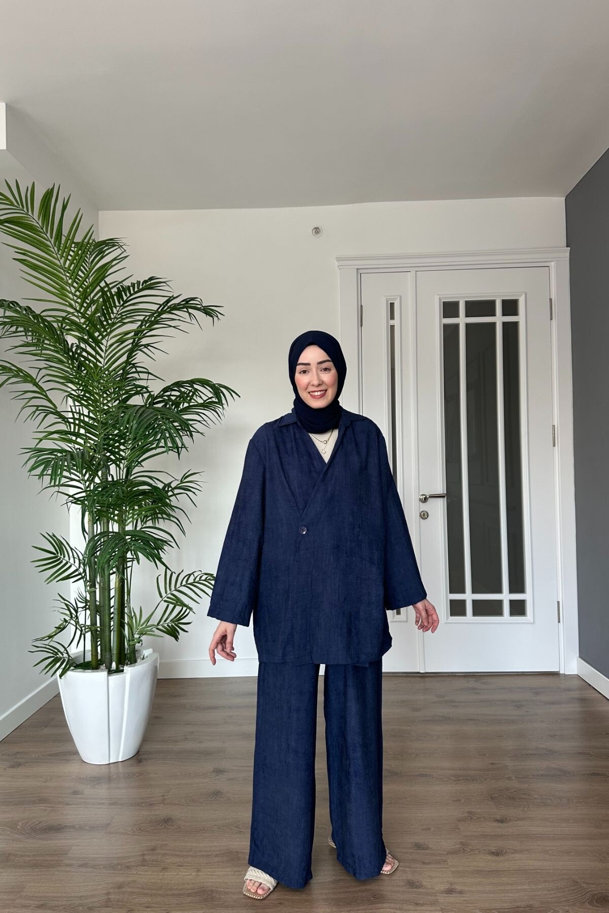 LİNEN NATUREL MODEL 2084 LACİVERT