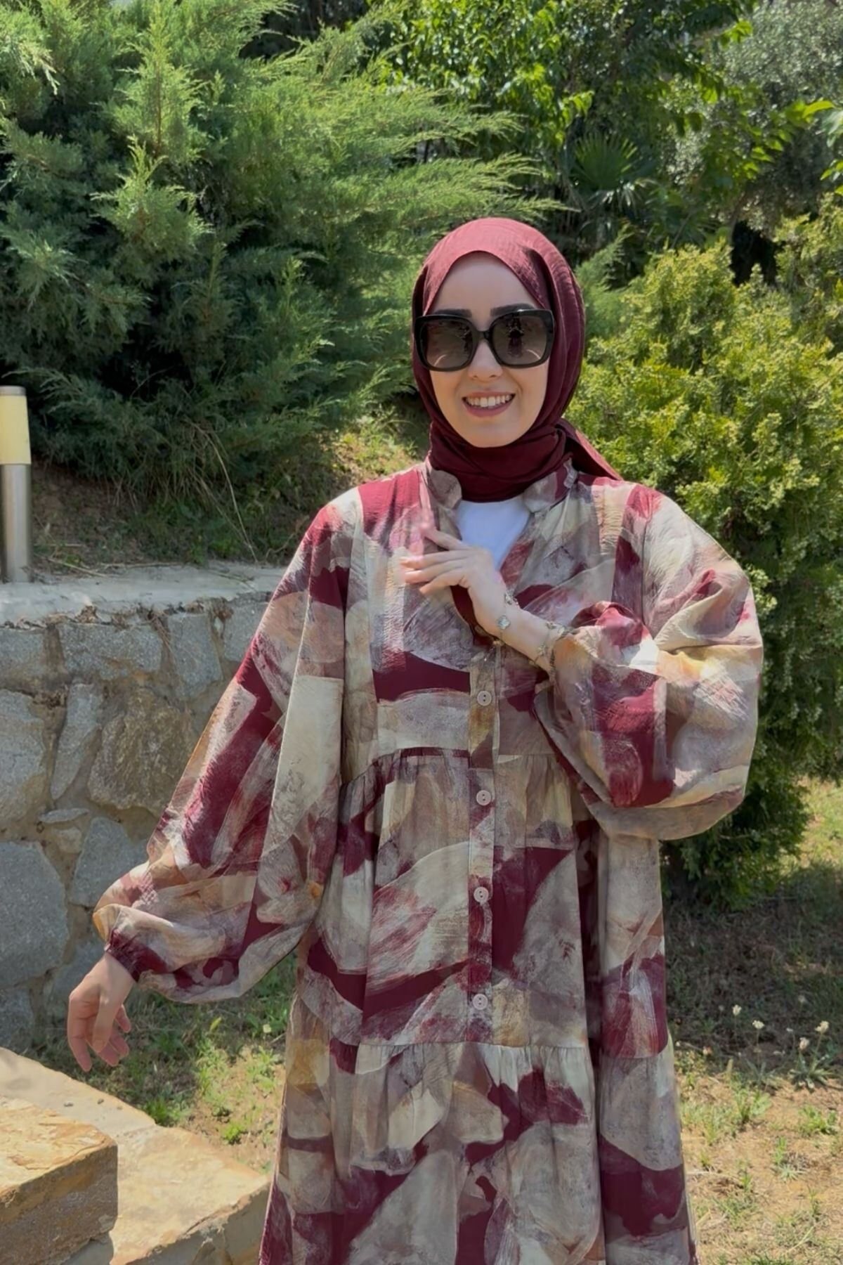 MAİ MODEL MANGO KUMAŞ ELBİSE BORDO