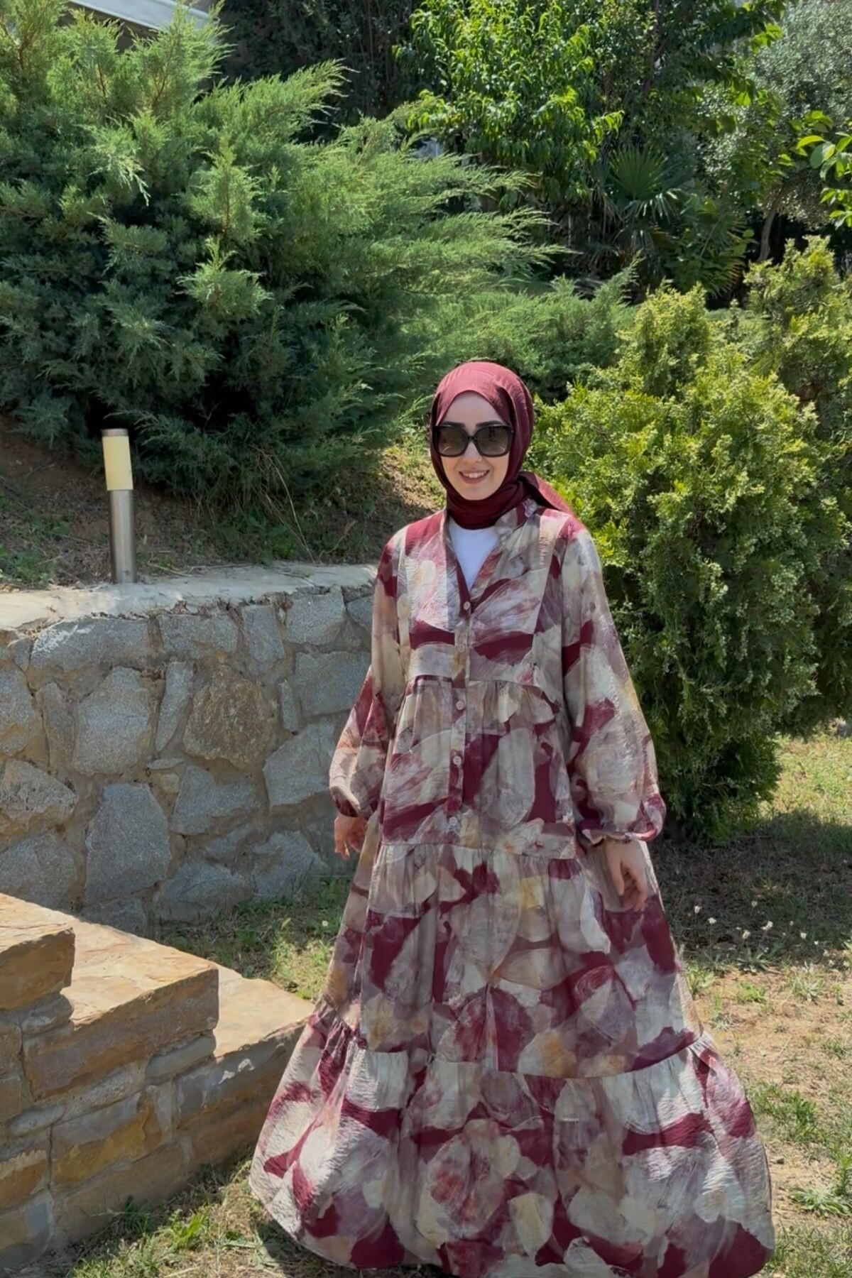 MAİ MODEL MANGO KUMAŞ ELBİSE BORDO