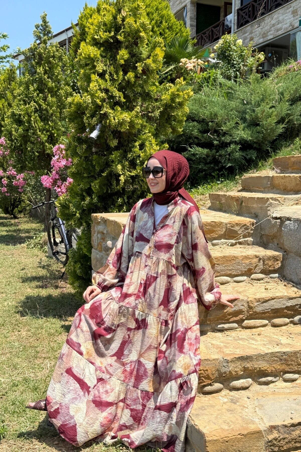 MAİ MODEL MANGO KUMAŞ ELBİSE BORDO