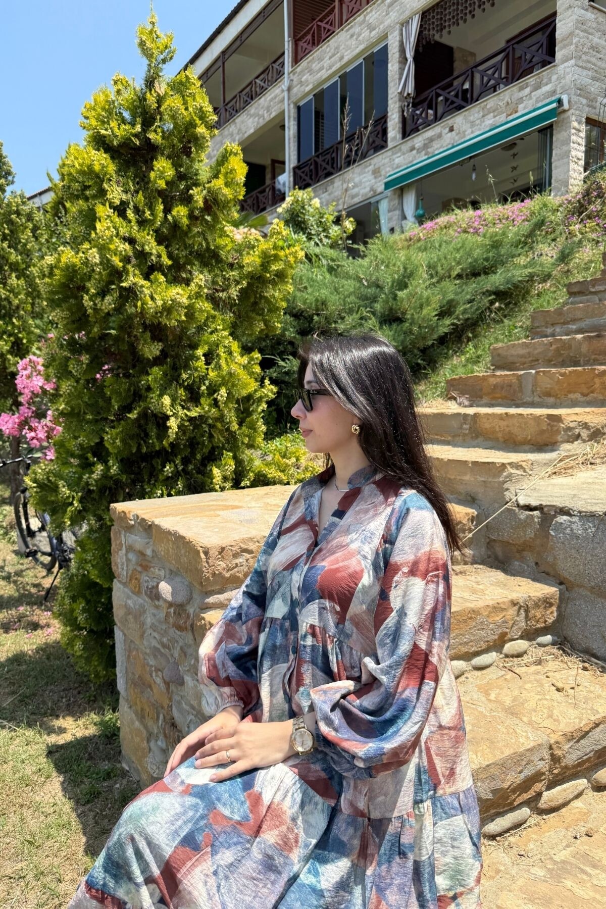 MAİ MODEL MANGO KUMAŞ ELBİSE LACİVERT