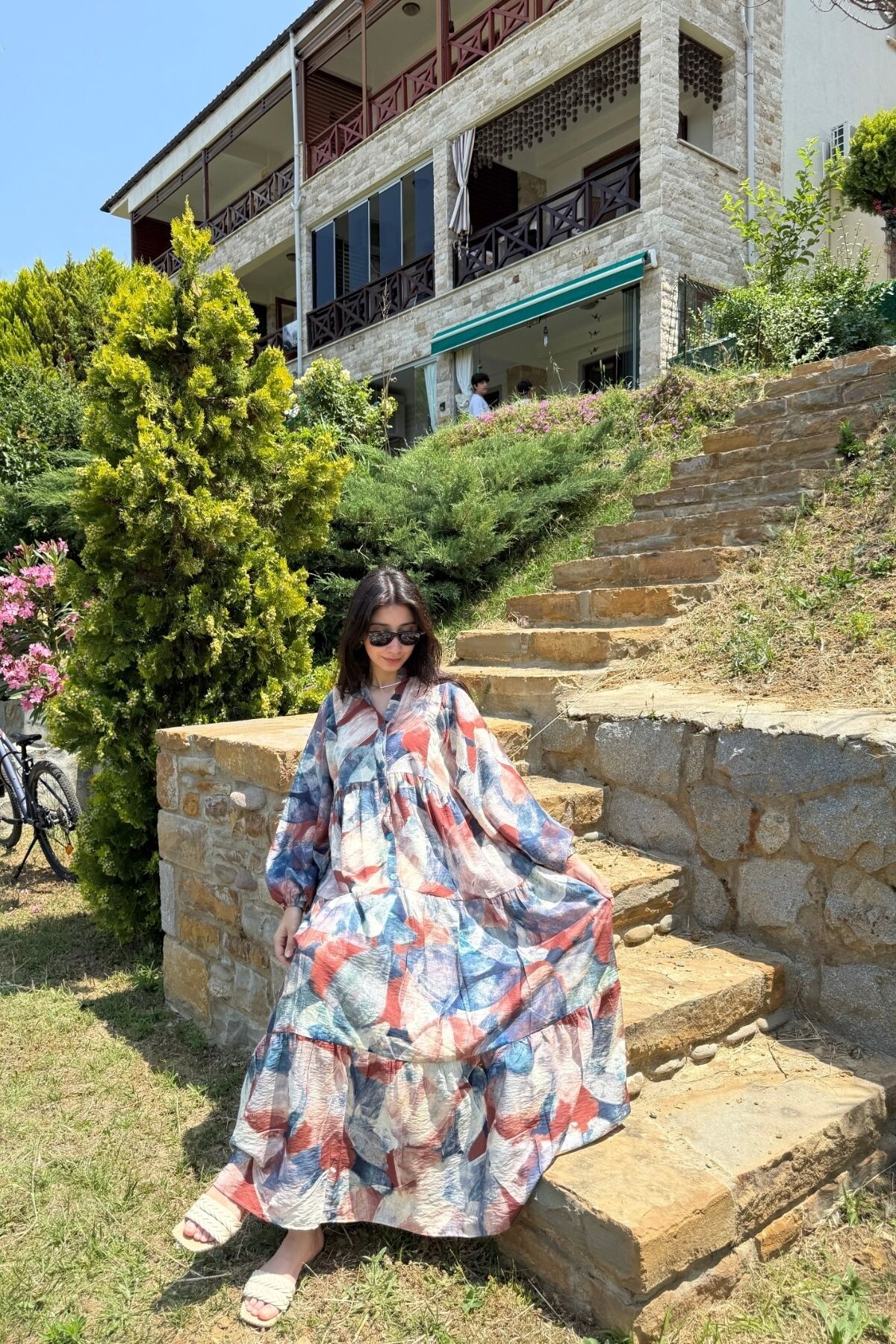 MAİ MODEL MANGO KUMAŞ ELBİSE LACİVERT