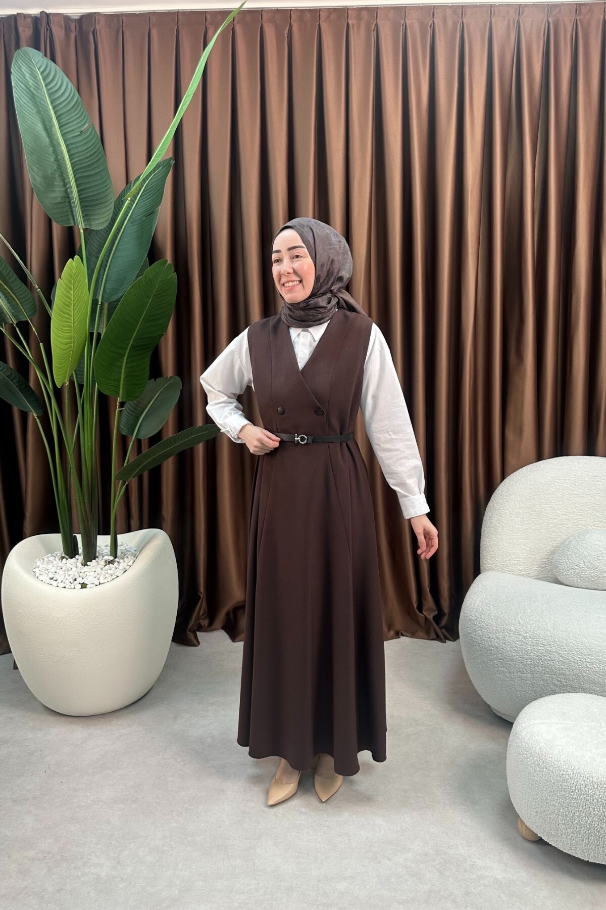 MARİA JİLE ELBİSE 2075 KAHVE