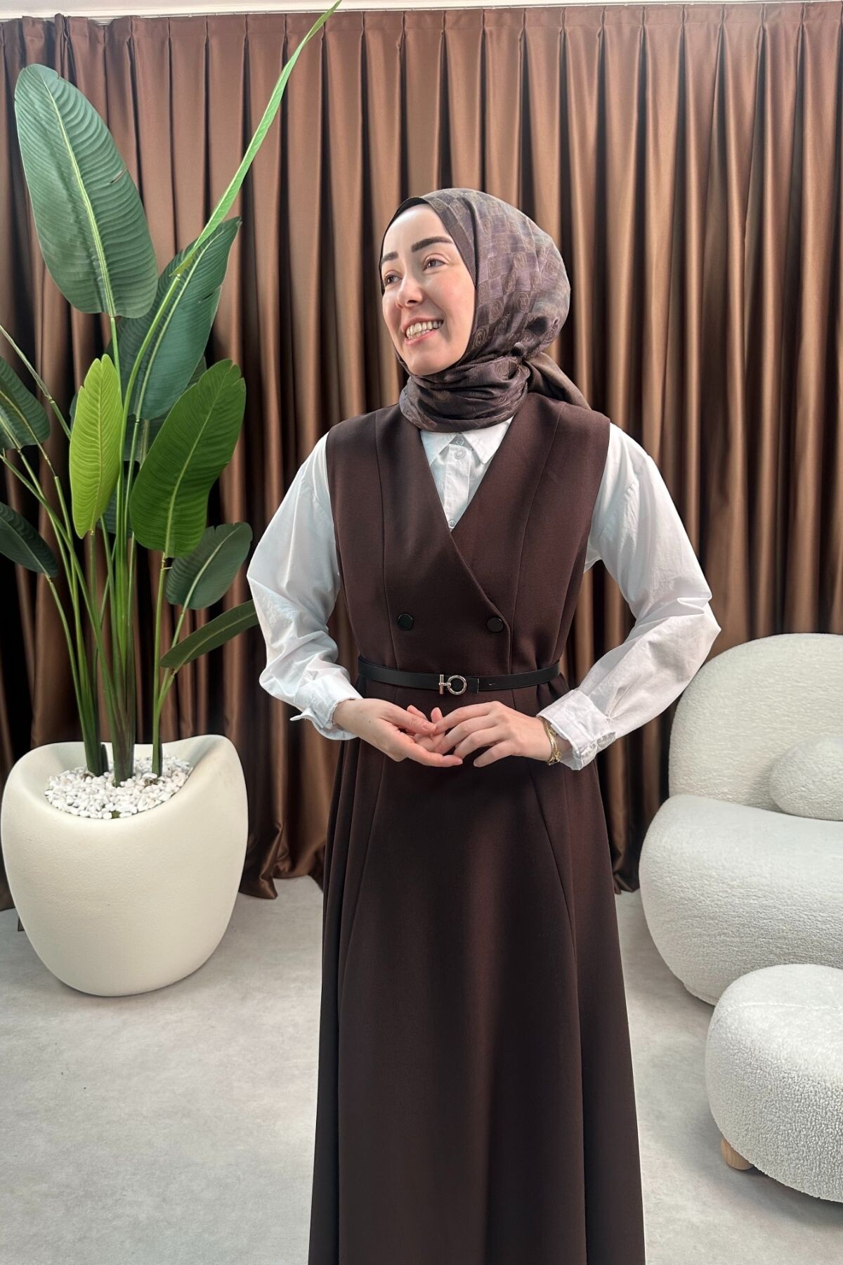 MARİA JİLE ELBİSE 2075 KAHVE