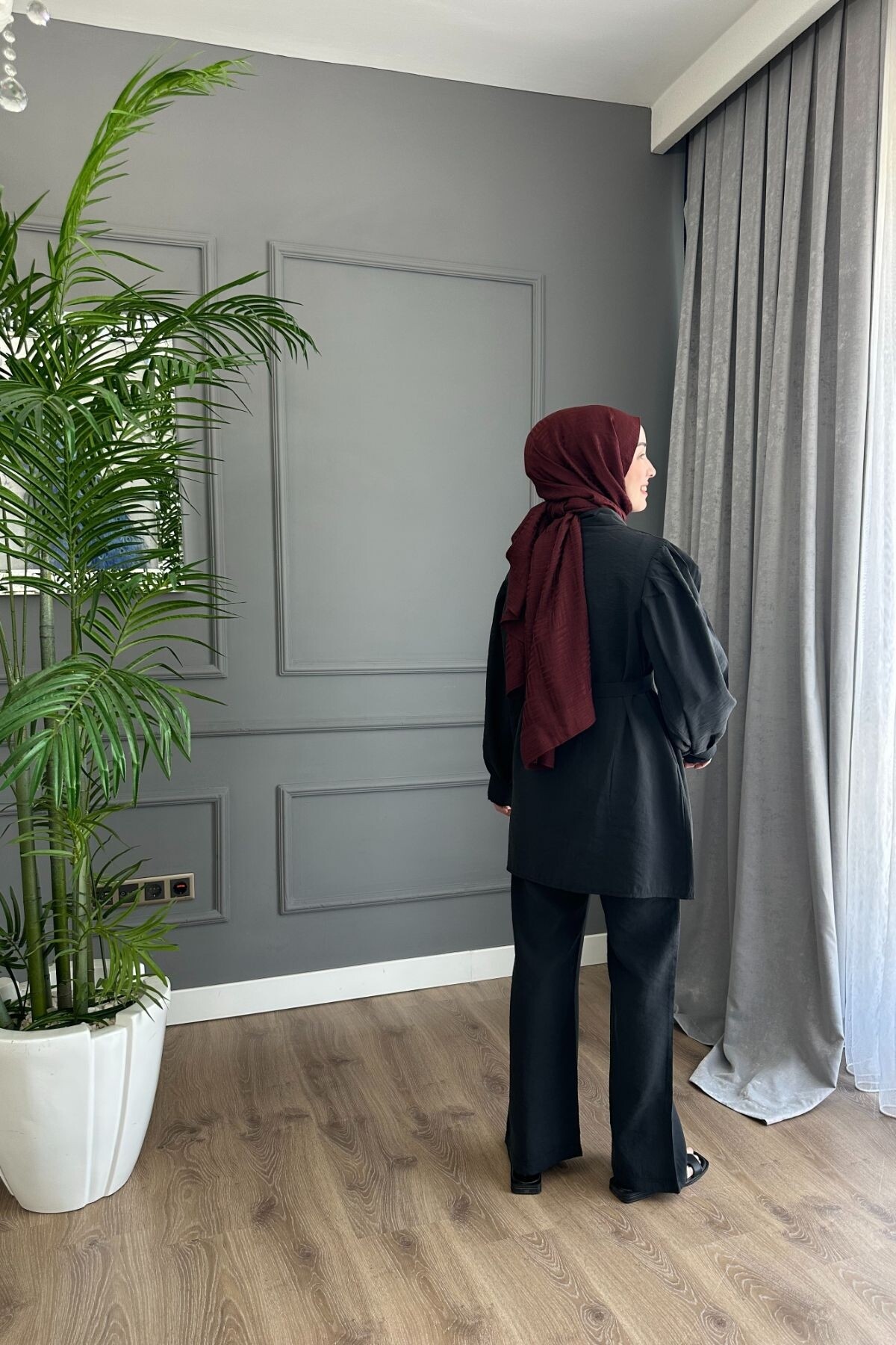 MODAL KUMAŞ DÜĞMELİ TAKIM 3026 SİYAH