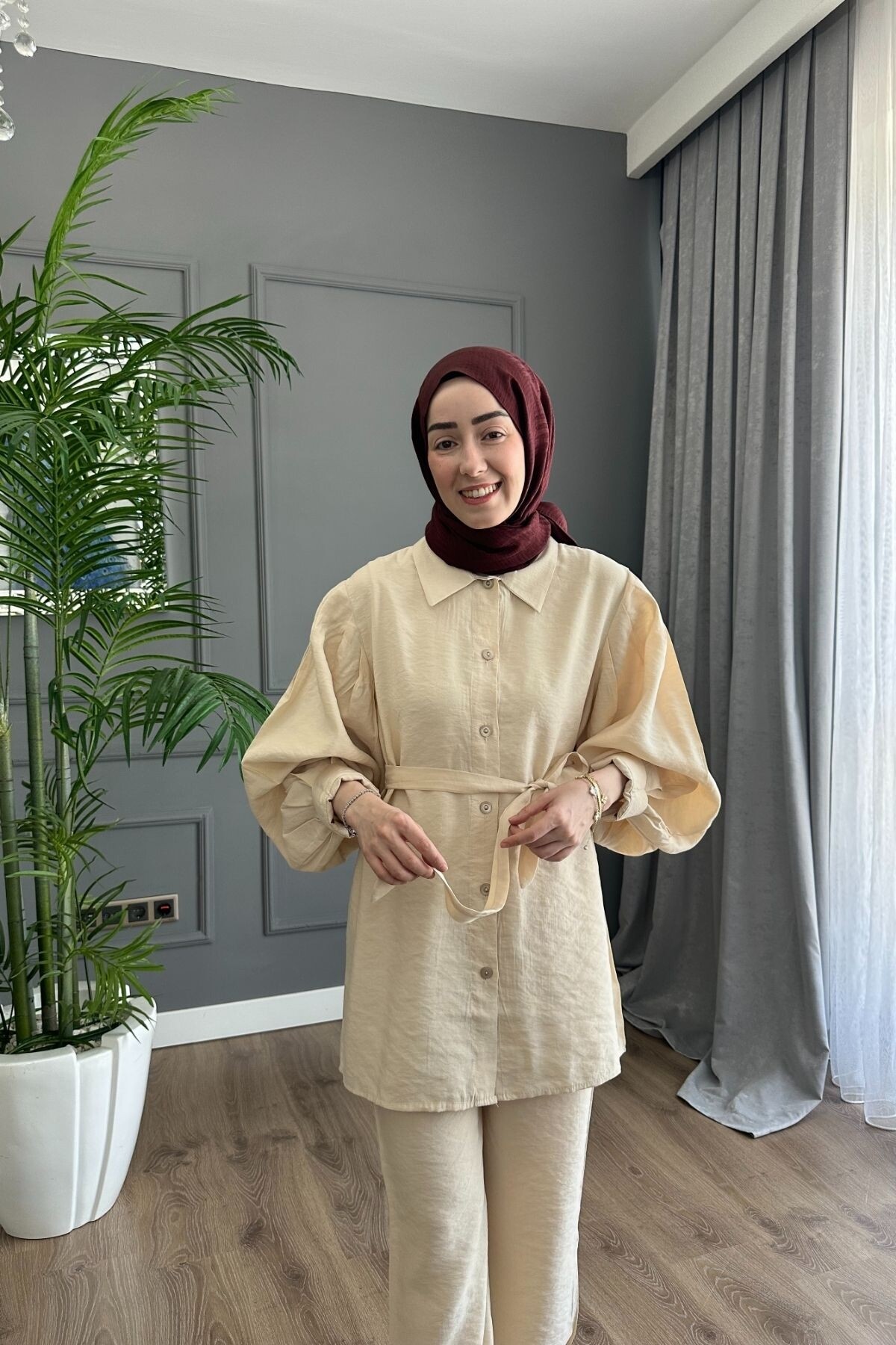 MODAL KUMAŞ DÜĞMELİ TAKIM 3026 TAŞ