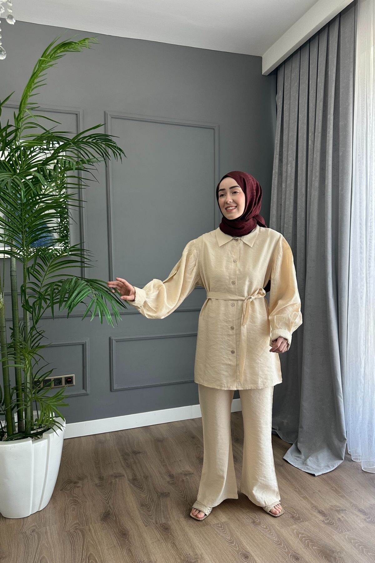 MODAL KUMAŞ DÜĞMELİ TAKIM 3026 TAŞ