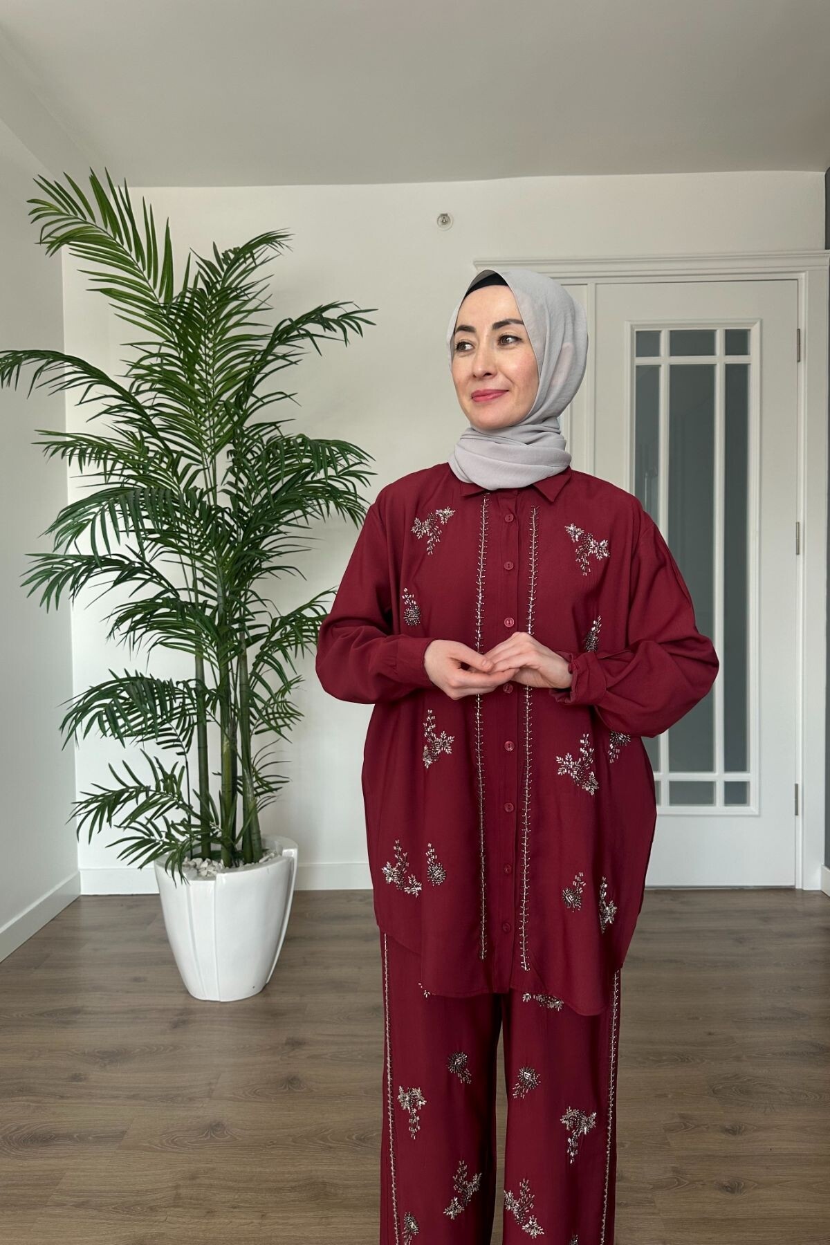 MUADİL PREMİUM TAŞLI TAKIM 2088 BORDO