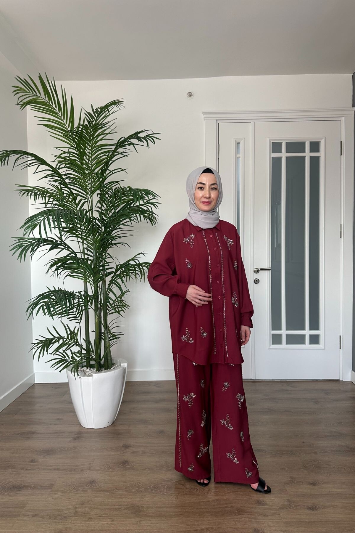 MUADİL PREMİUM TAŞLI TAKIM 2088 BORDO