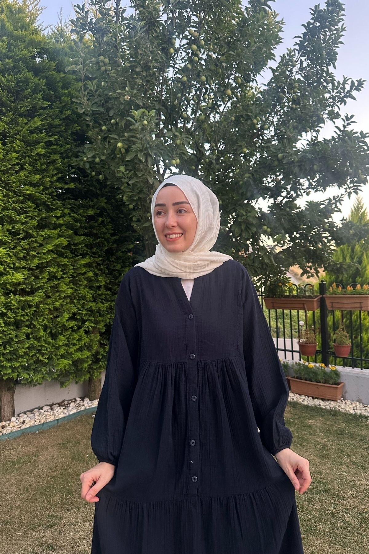 MÜSLİM KUMAŞ ELBİSE LACİVERT