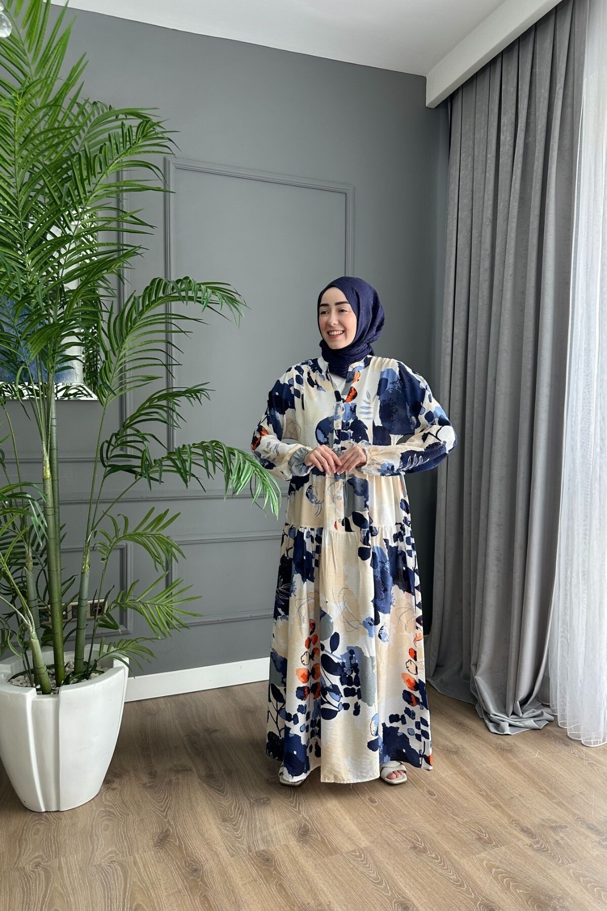 NOSS MODEL MODAL KUMAŞ ELBİSE MAVİ