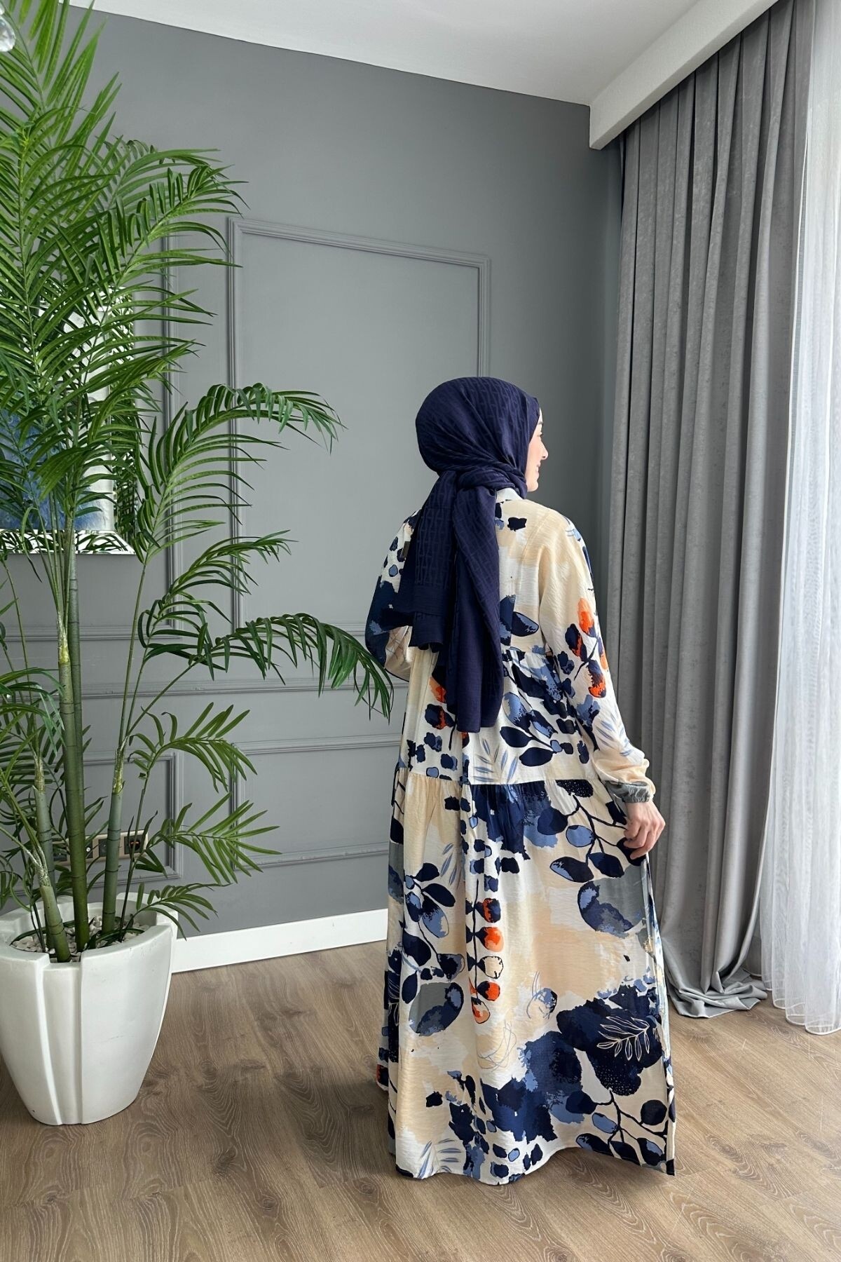 NOSS MODEL MODAL KUMAŞ ELBİSE MAVİ