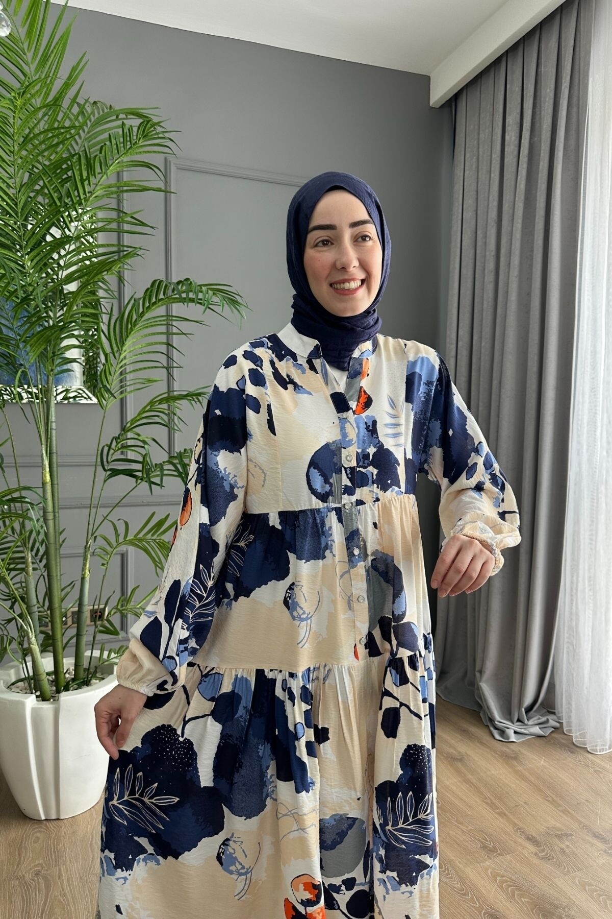 NOSS MODEL MODAL KUMAŞ ELBİSE MAVİ