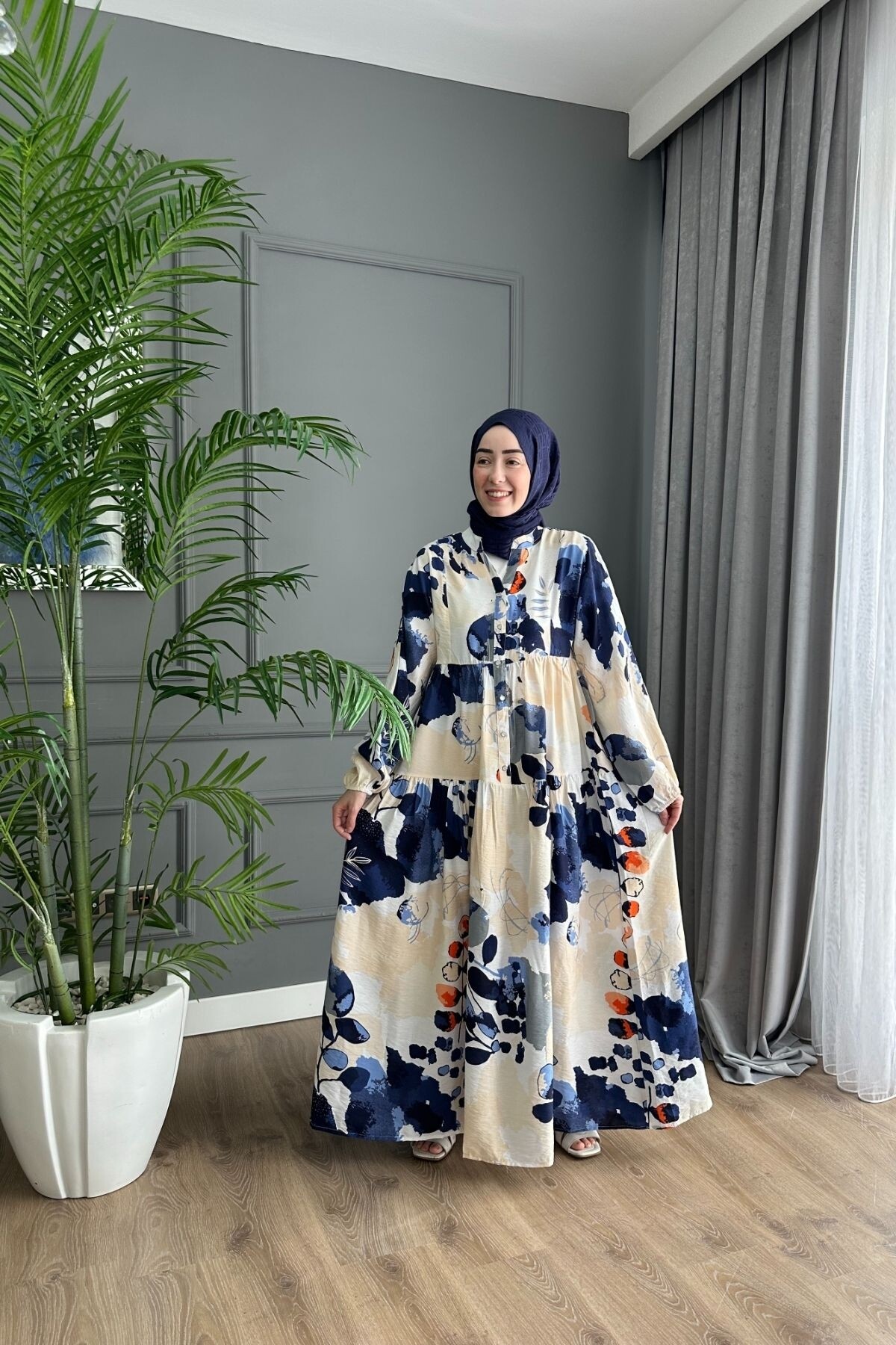 NOSS MODEL MODAL KUMAŞ ELBİSE MAVİ