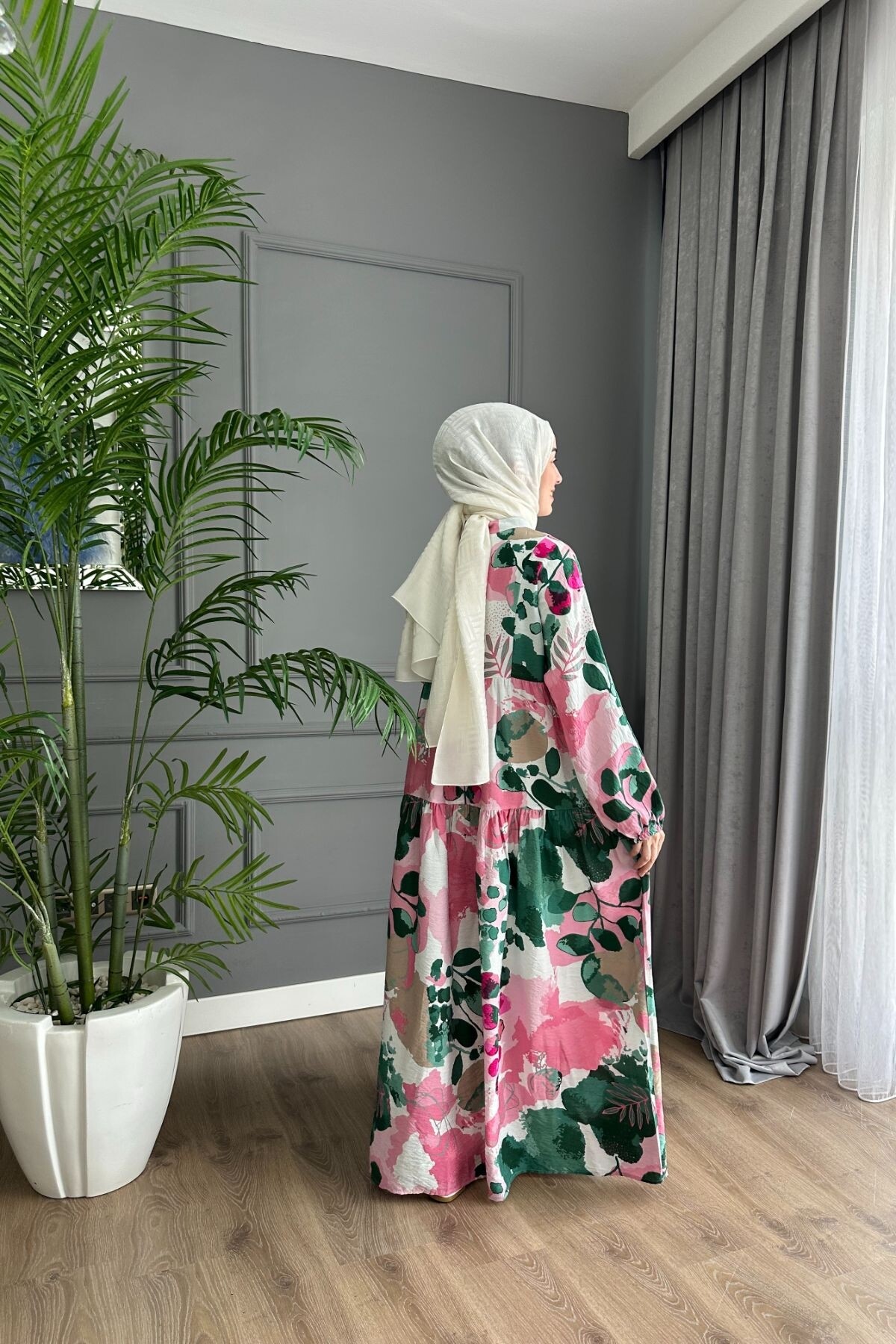 NOSS MODEL MODAL KUMAŞ ELBİSE PEMBE