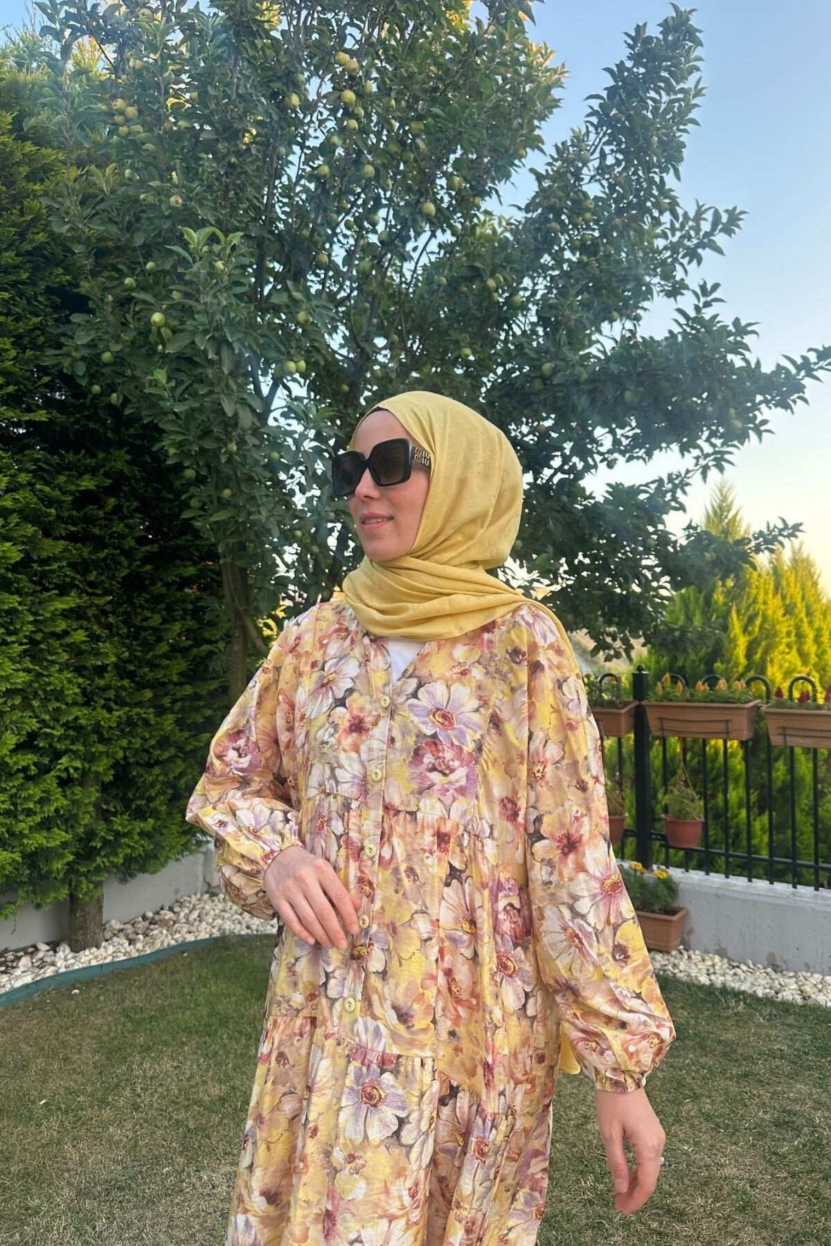 ORKİDE MODEL MANGO KUMAŞ ELBİSE SARI