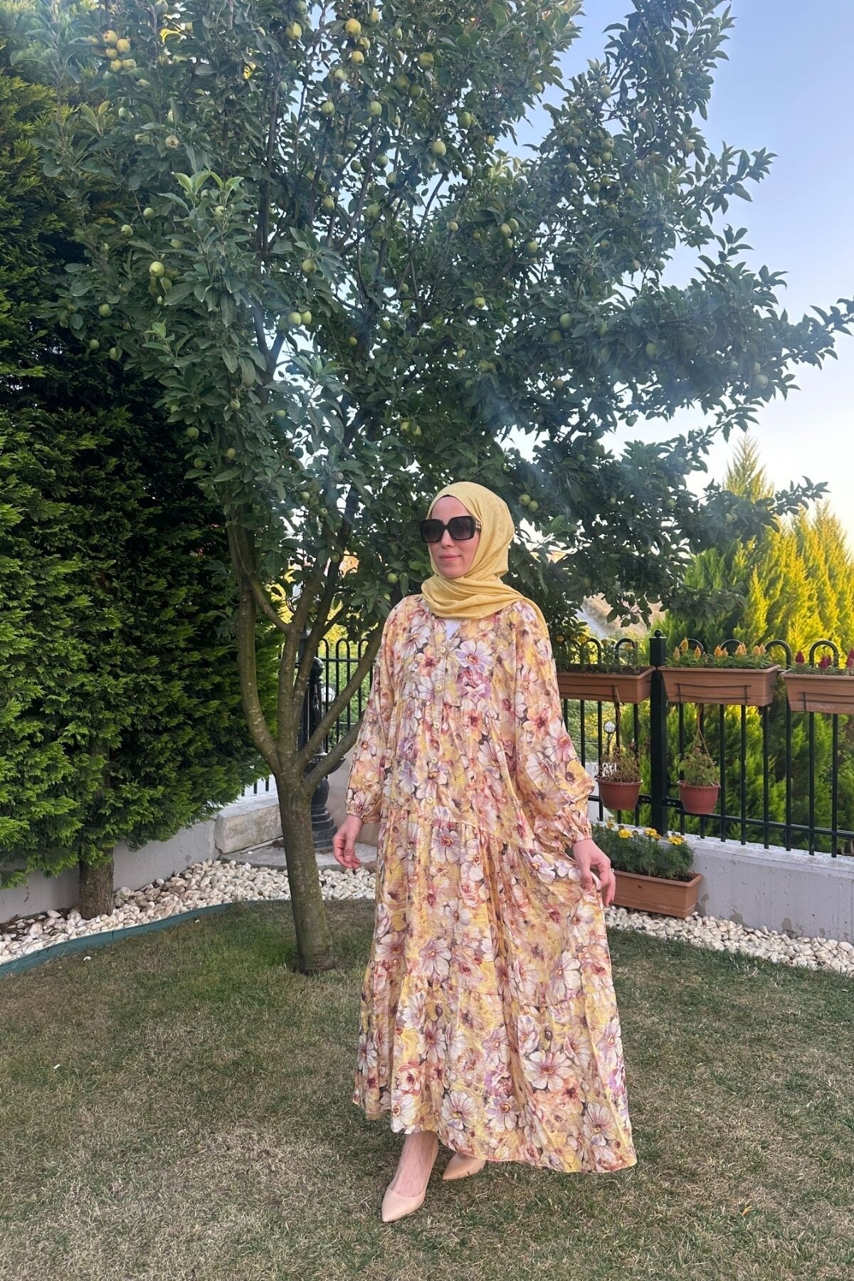 ORKİDE MODEL MANGO KUMAŞ ELBİSE SARI