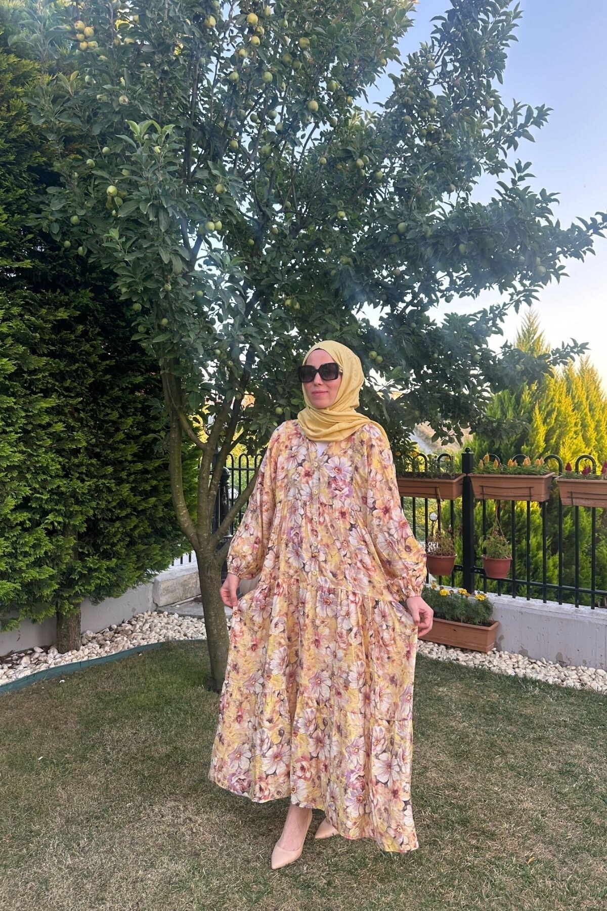 ORKİDE MODEL MANGO KUMAŞ ELBİSE SARI