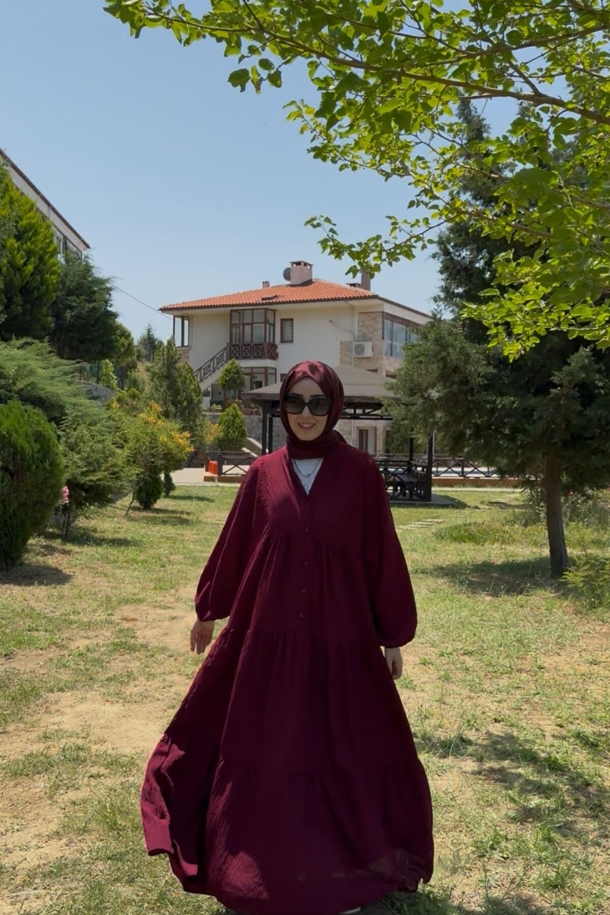 OVERSİZE VİSCON DÜZ MODEL BORDO 