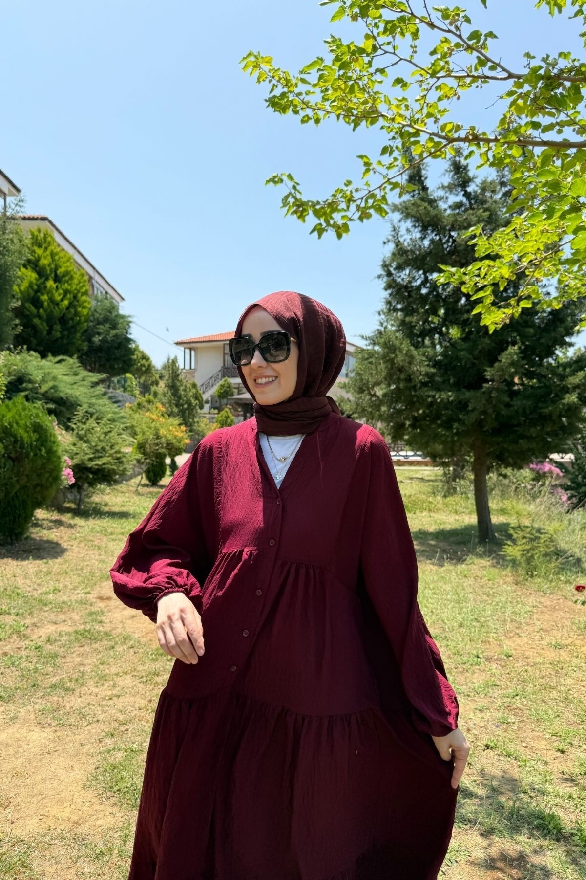 OVERSİZE VİSCON DÜZ MODEL BORDO 