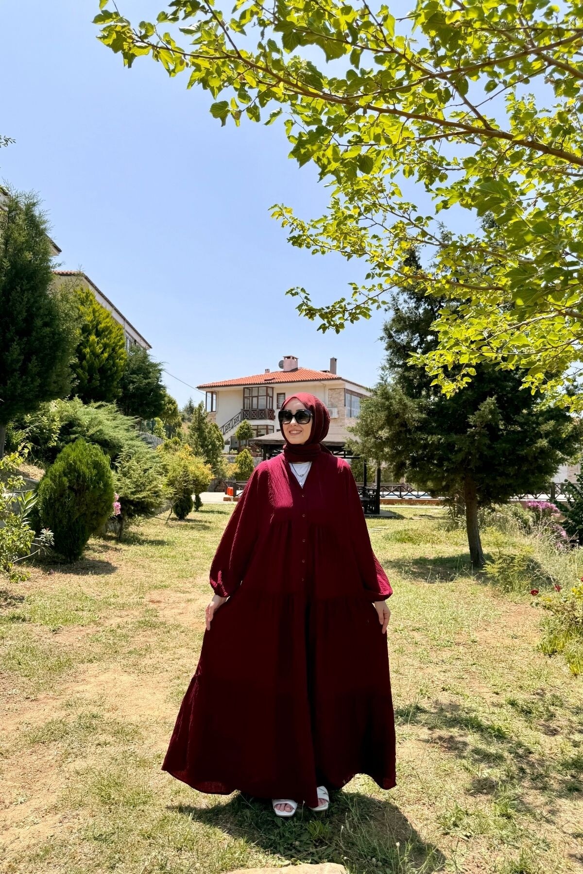 OVERSİZE VİSCON DÜZ MODEL BORDO 