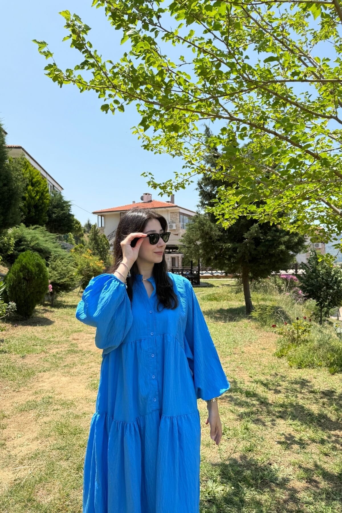 OVERSİZE VİSCON DÜZ MODEL MAVİ 