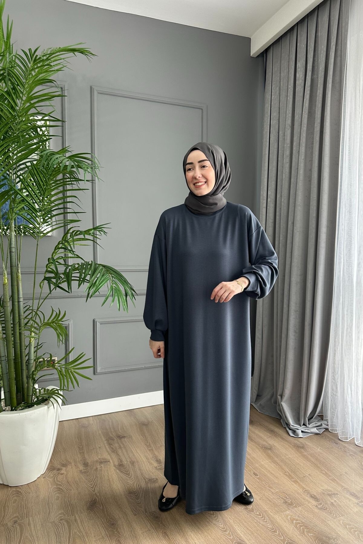 OYSHO ELBİSE 1506 ANTRASİT