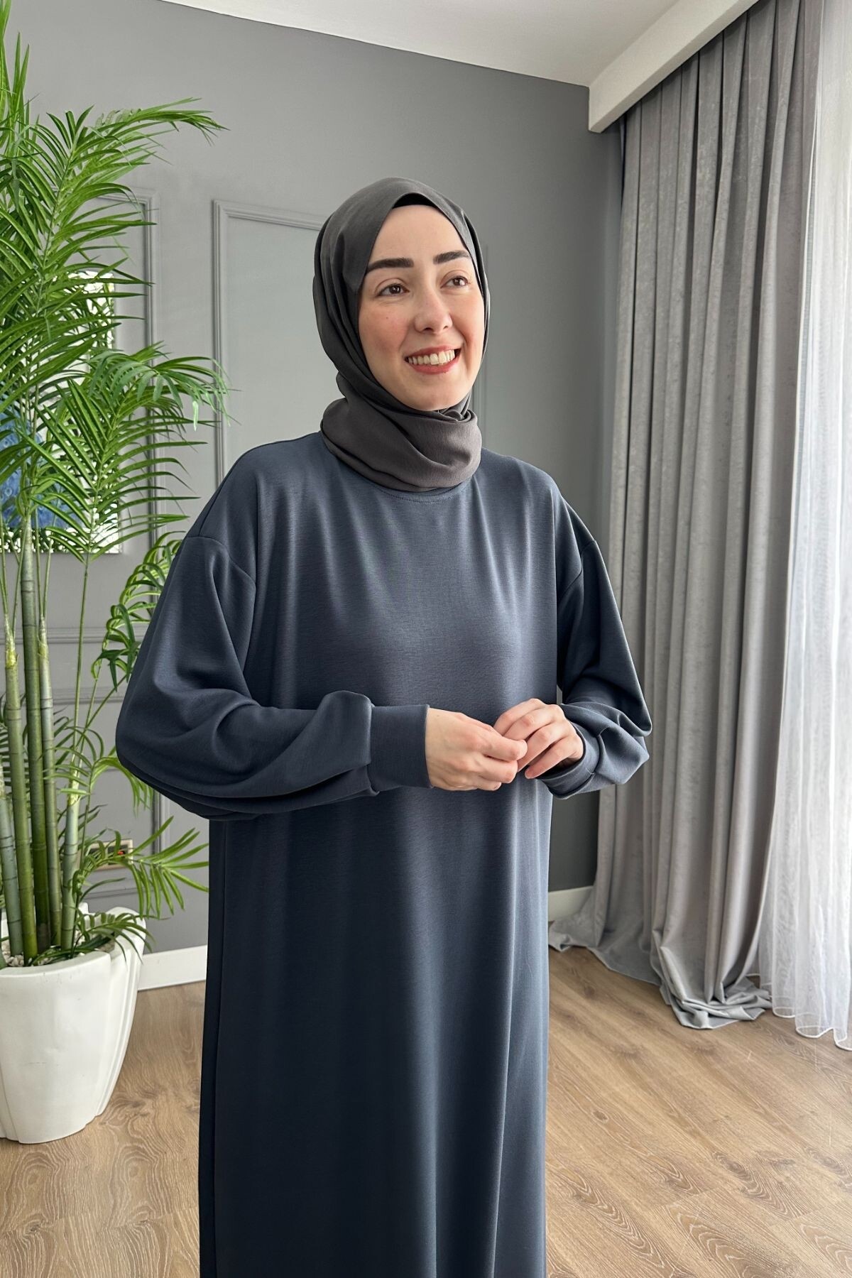 OYSHO ELBİSE 1506 ANTRASİT