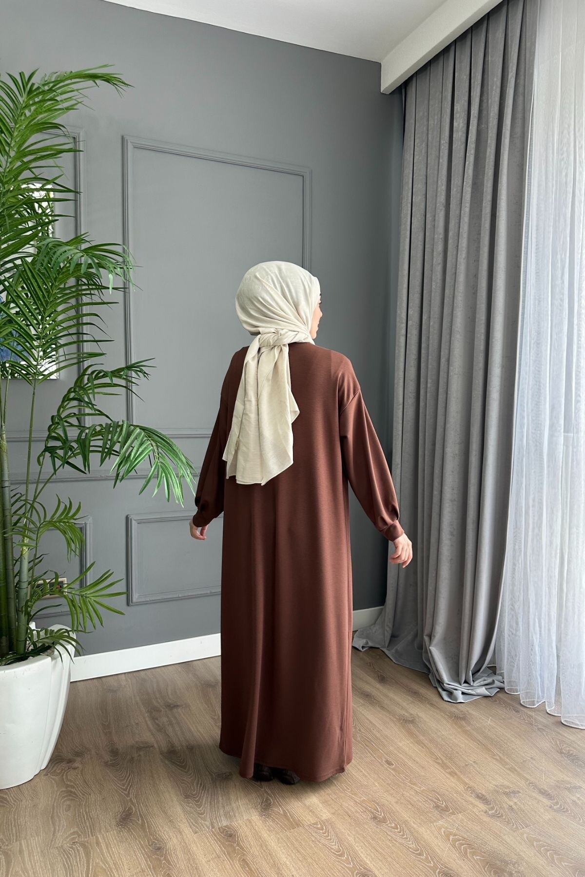 OYSHO ELBİSE 1506 KAHVE