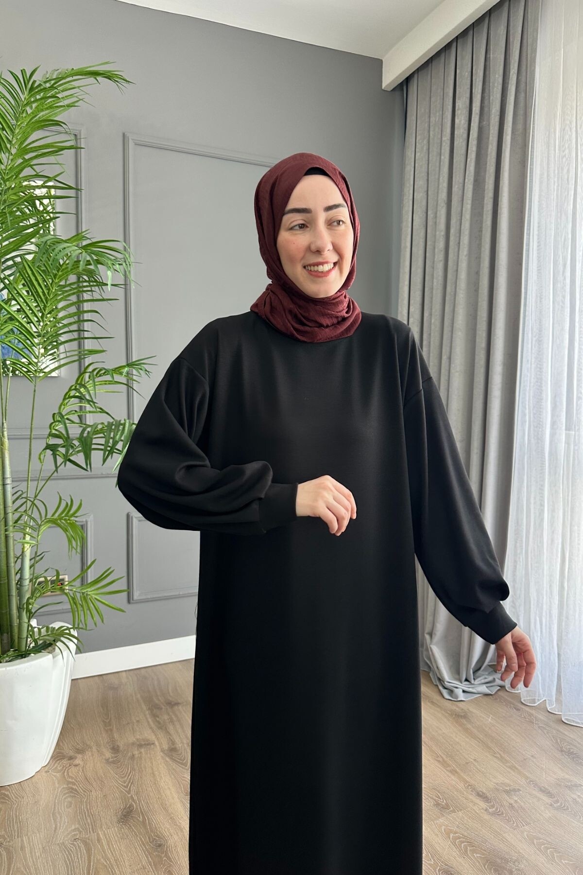 OYSHO ELBİSE 1506 SİYAH