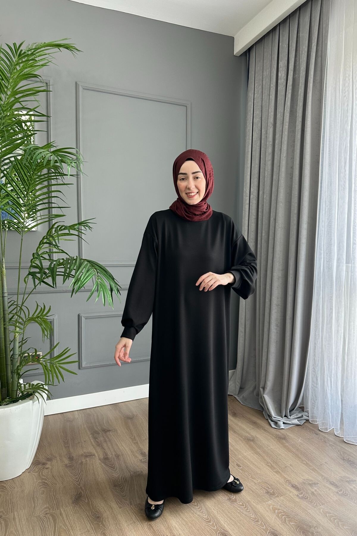 OYSHO ELBİSE 1506 SİYAH