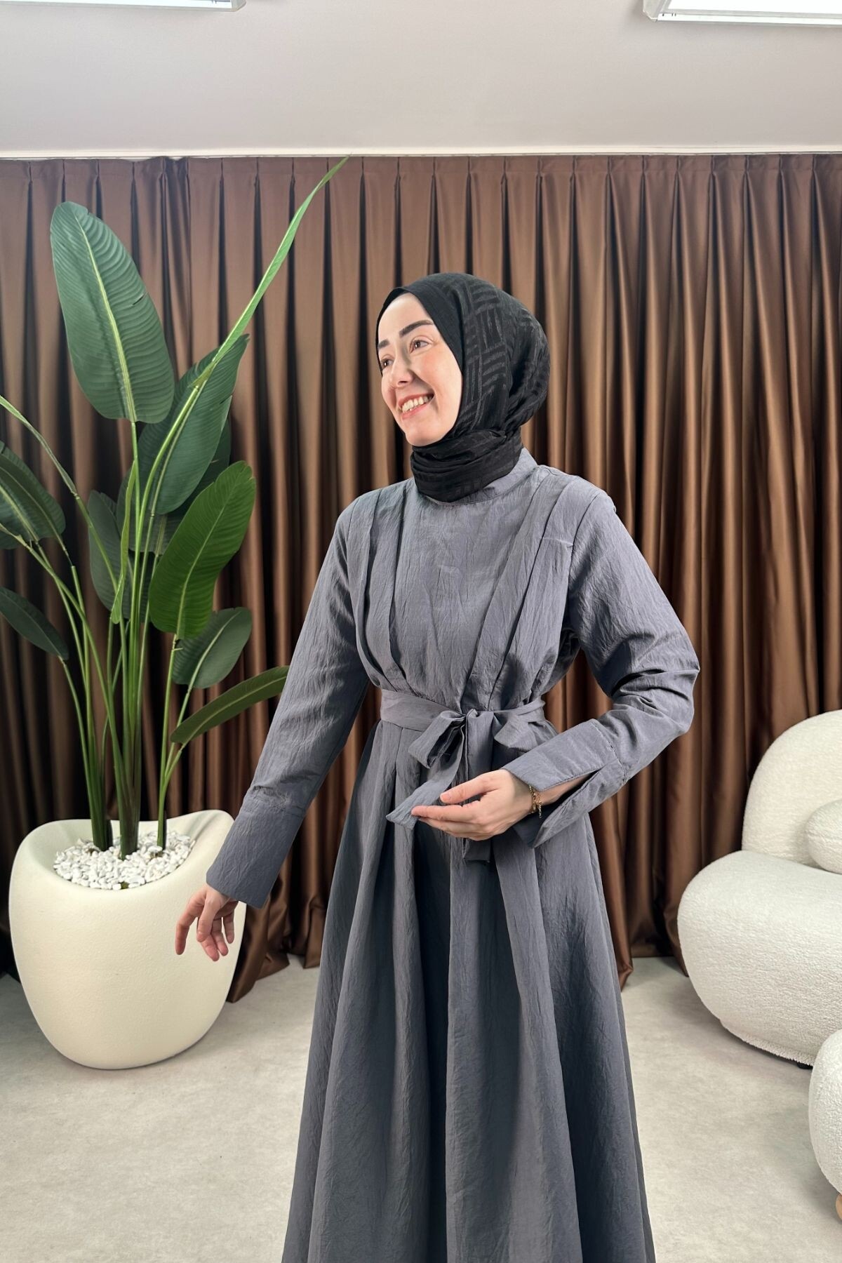 PRENSES ELBİSE 2078 ANTRASİT