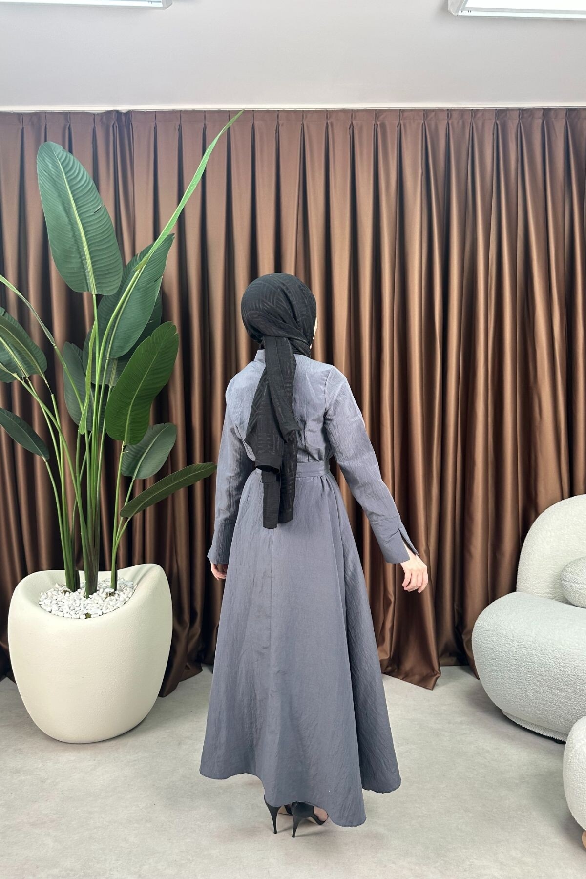 PRENSES ELBİSE 2078 ANTRASİT