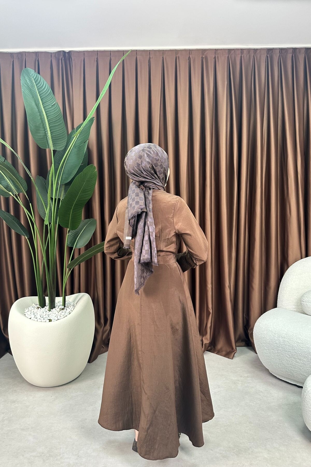 PRENSES ELBİSE 2078 KAHVE