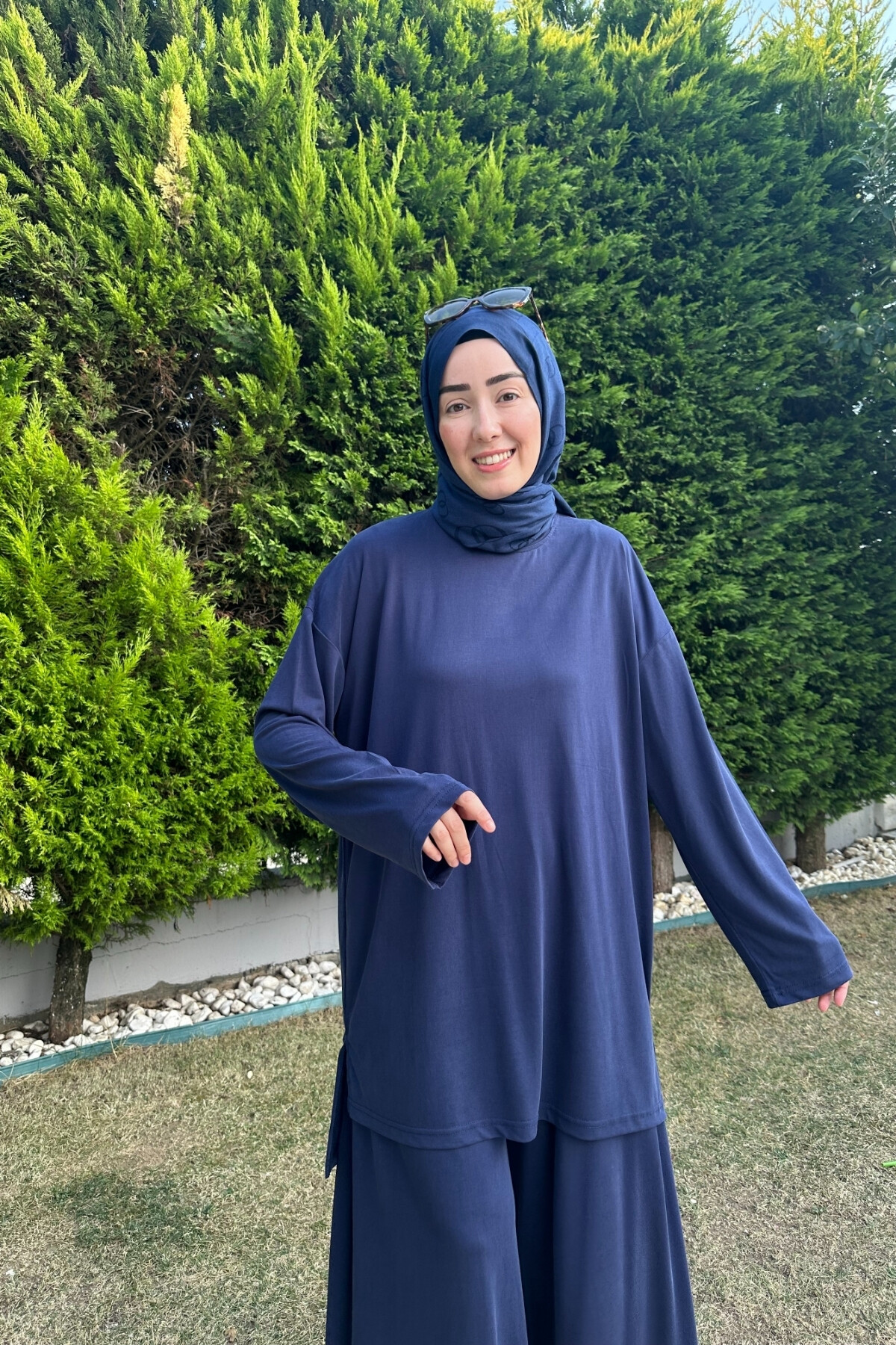 SAFİR MODEL ETEK PANTALON OYSHO TAKIM LACİVERT