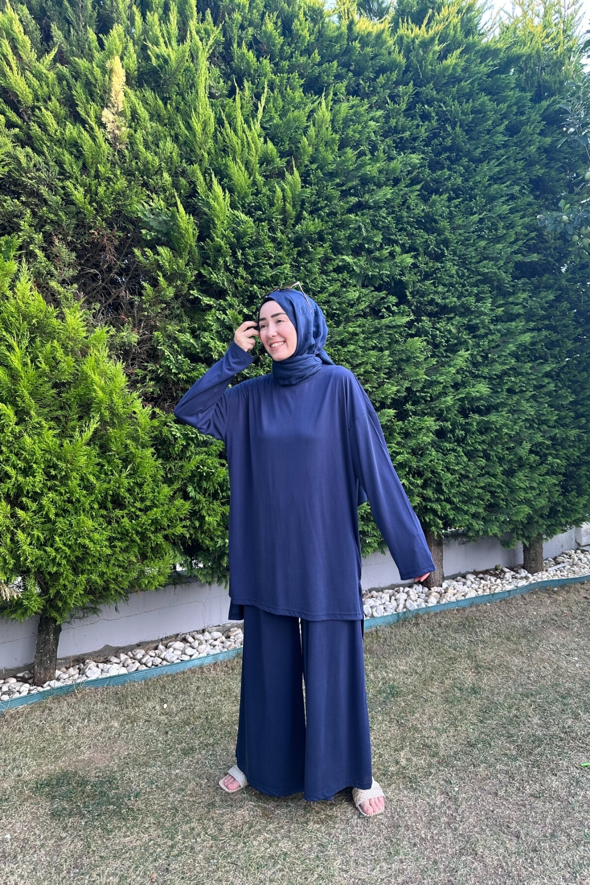 SAFİR MODEL ETEK PANTALON OYSHO TAKIM LACİVERT