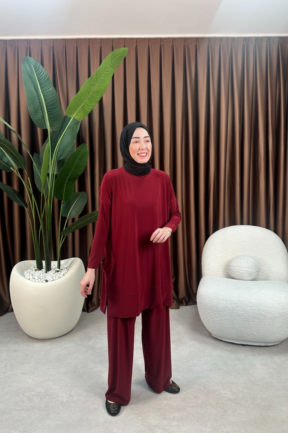 SANDY CEPLİ TAKIM 5015 BORDO