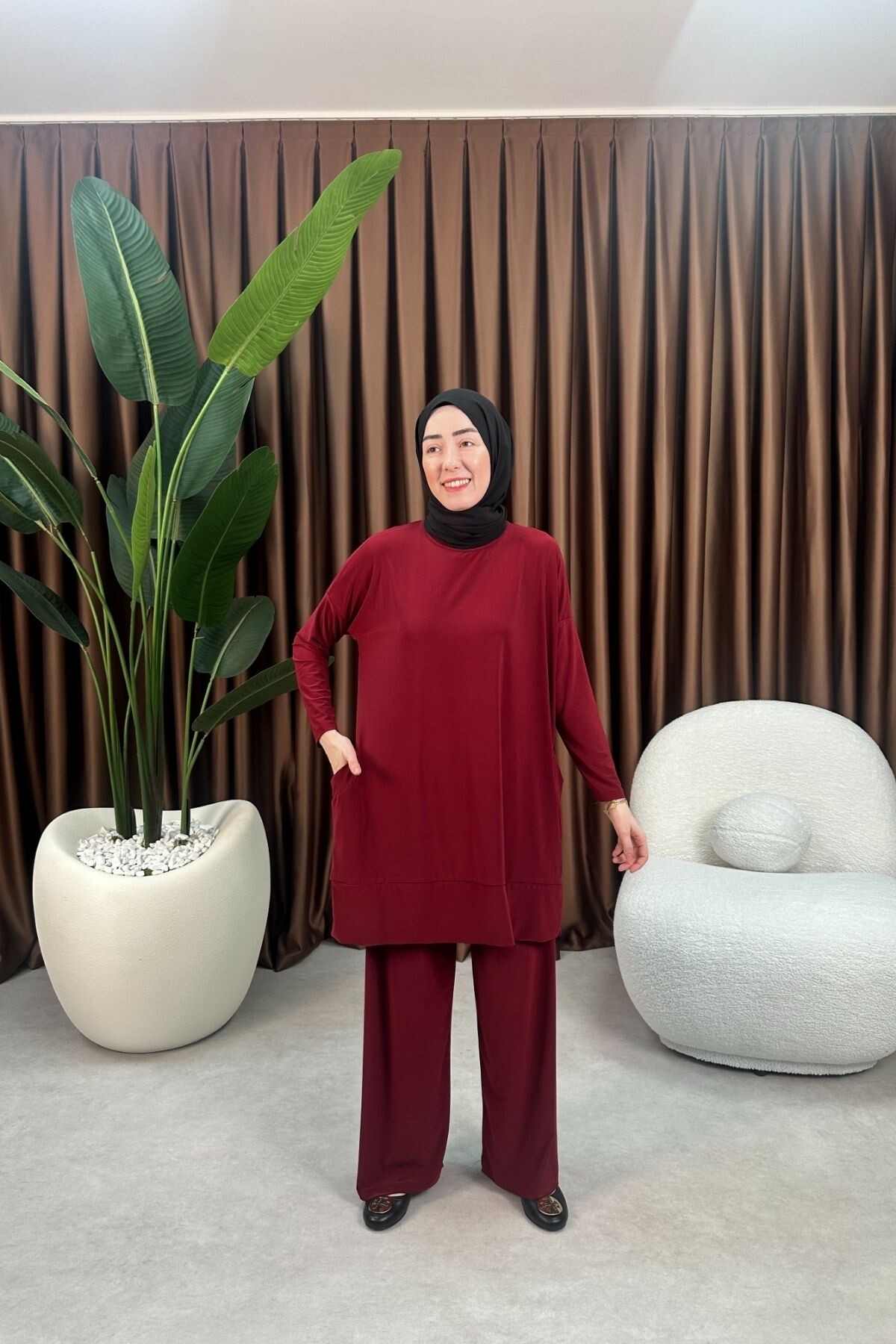 SANDY CEPLİ TAKIM 5015 BORDO