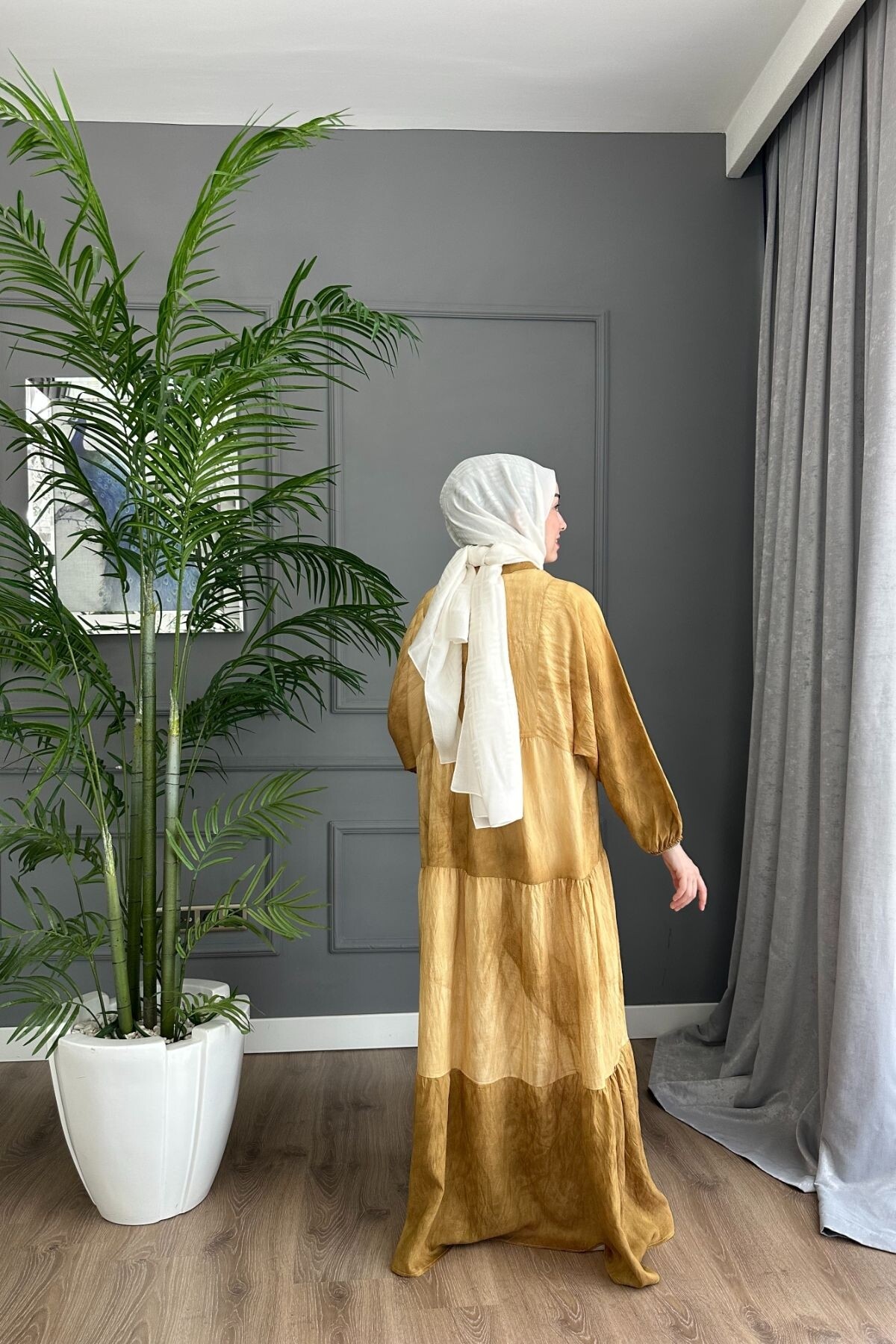 SANSA MODEL MANGO KUMAŞ  ELBİSE SARI