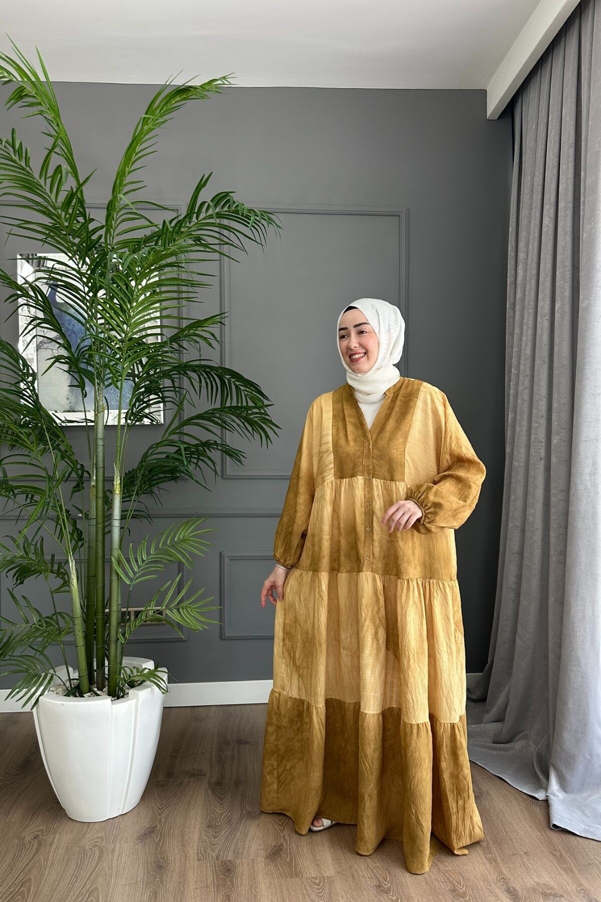 SANSA MODEL MANGO KUMAŞ  ELBİSE SARI