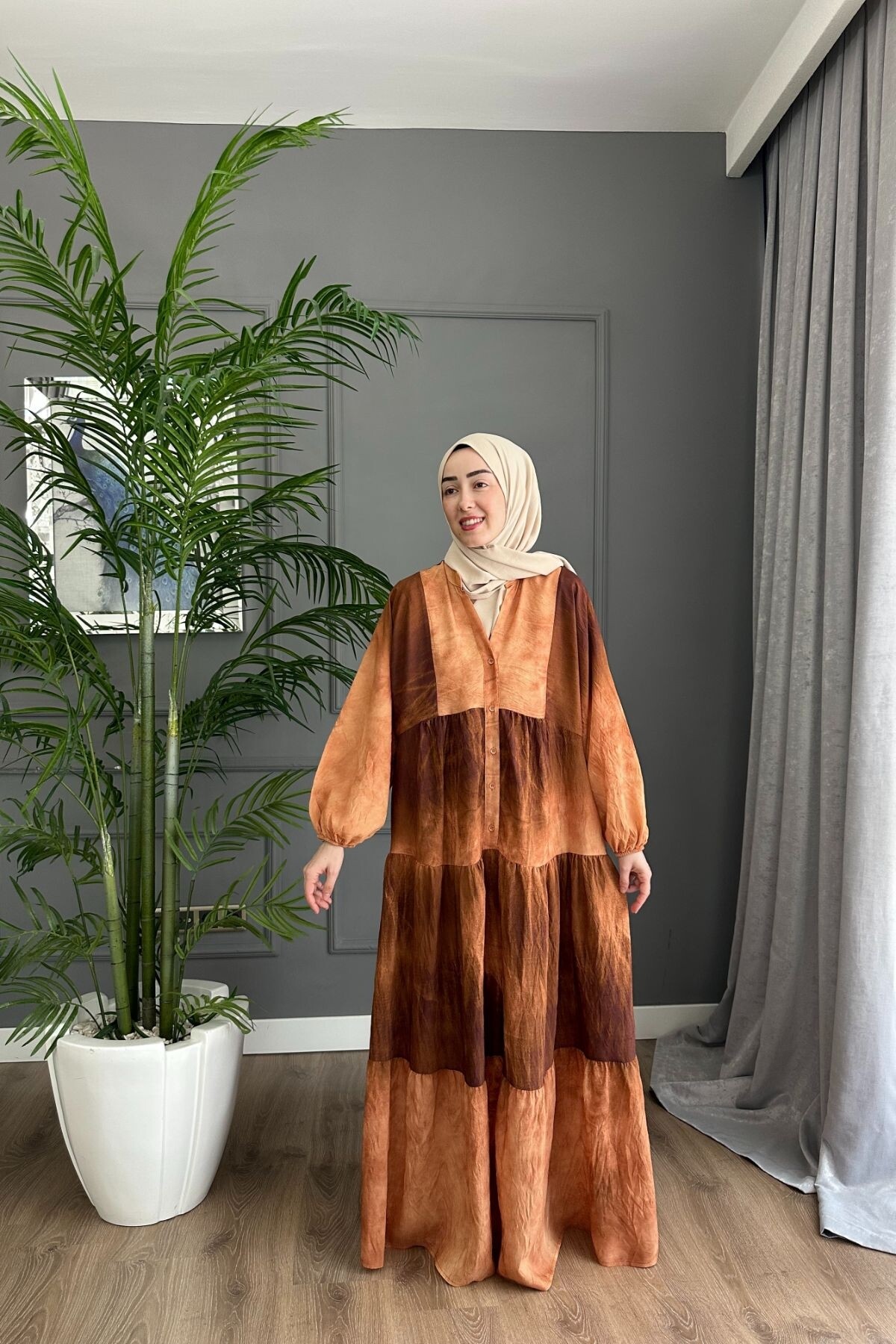 SANSA MODEL MANGO KUMAŞ  ELBİSE TURUNCU