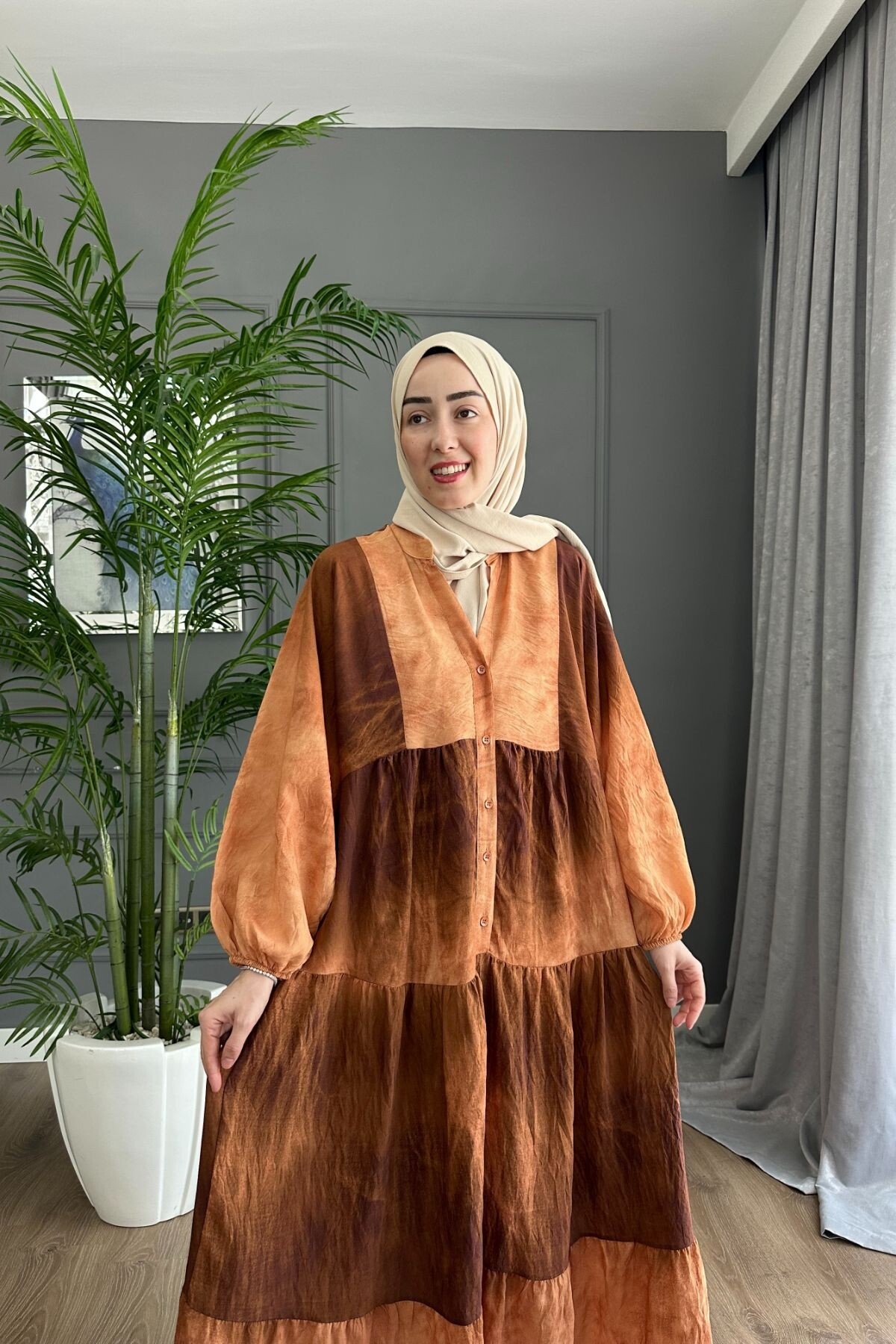 SANSA MODEL MANGO KUMAŞ  ELBİSE TURUNCU