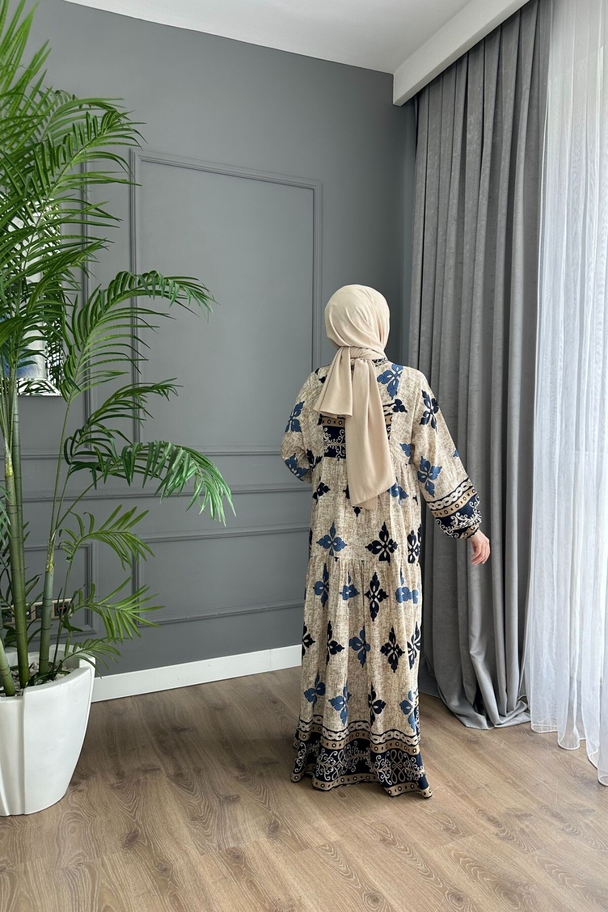 STELLA MODEL VİSCON ELBİSE MAVİ