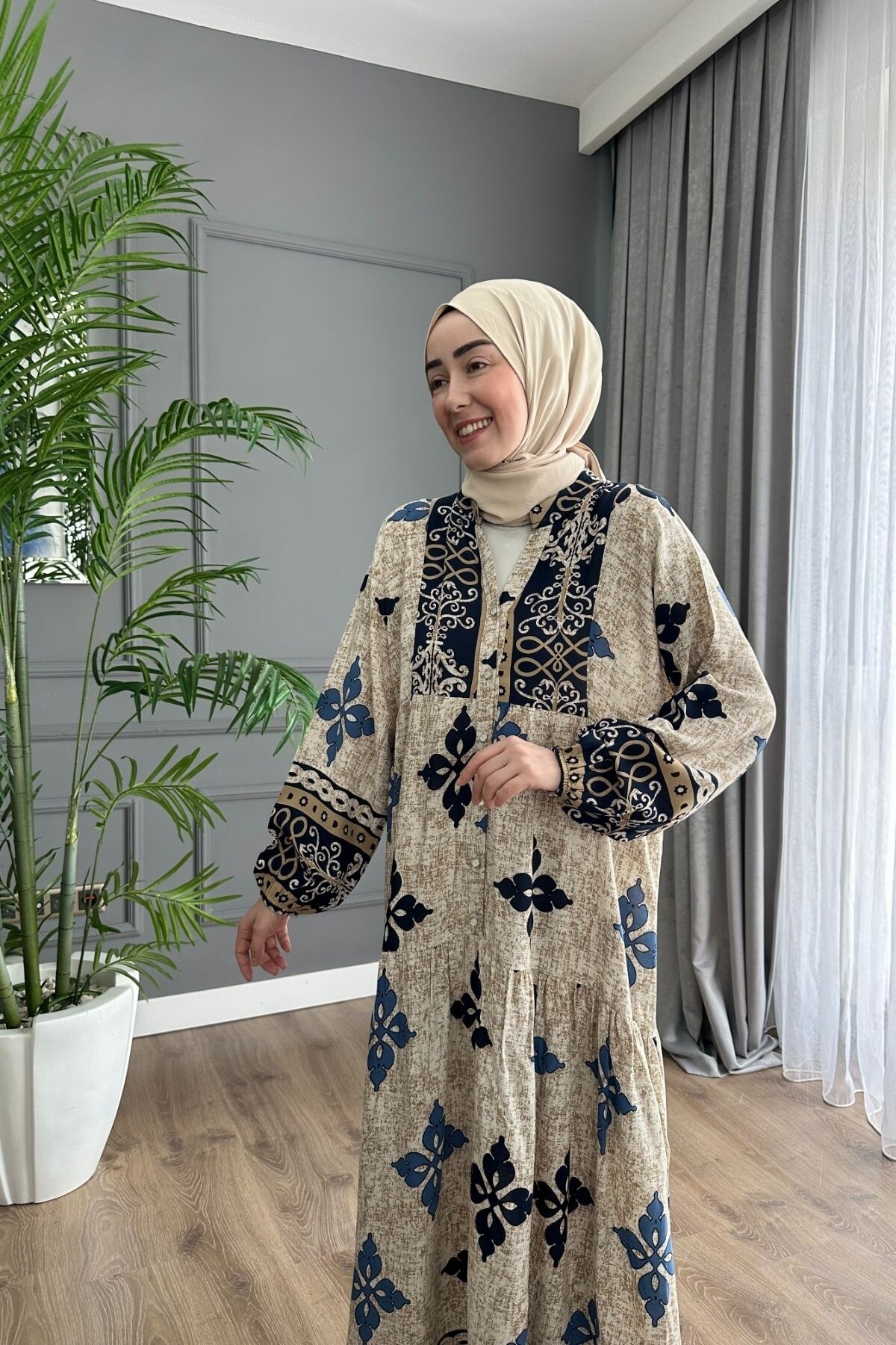 STELLA MODEL VİSCON ELBİSE MAVİ