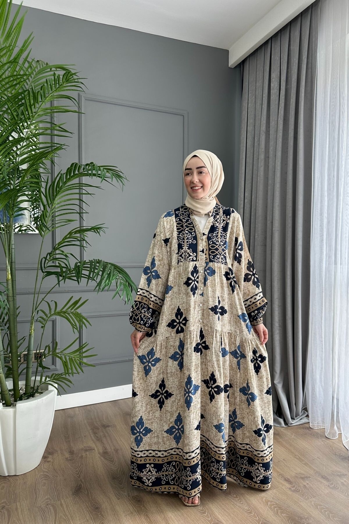 STELLA MODEL VİSCON ELBİSE MAVİ