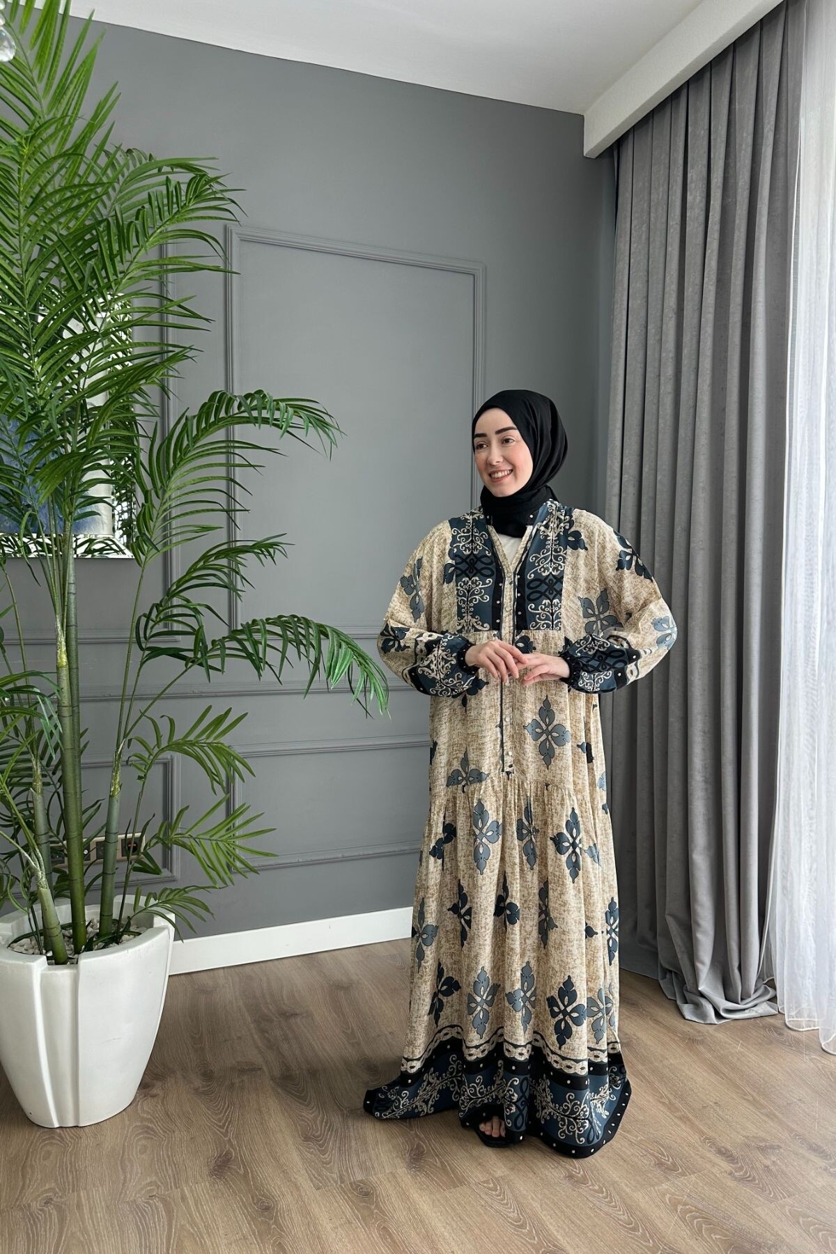 STELLA MODEL VİSCON ELBİSE ANTRASİT