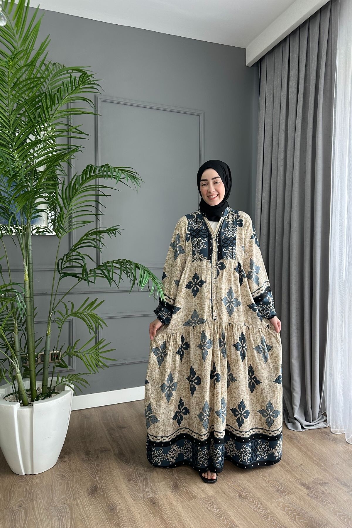 STELLA MODEL VİSCON ELBİSE ANTRASİT